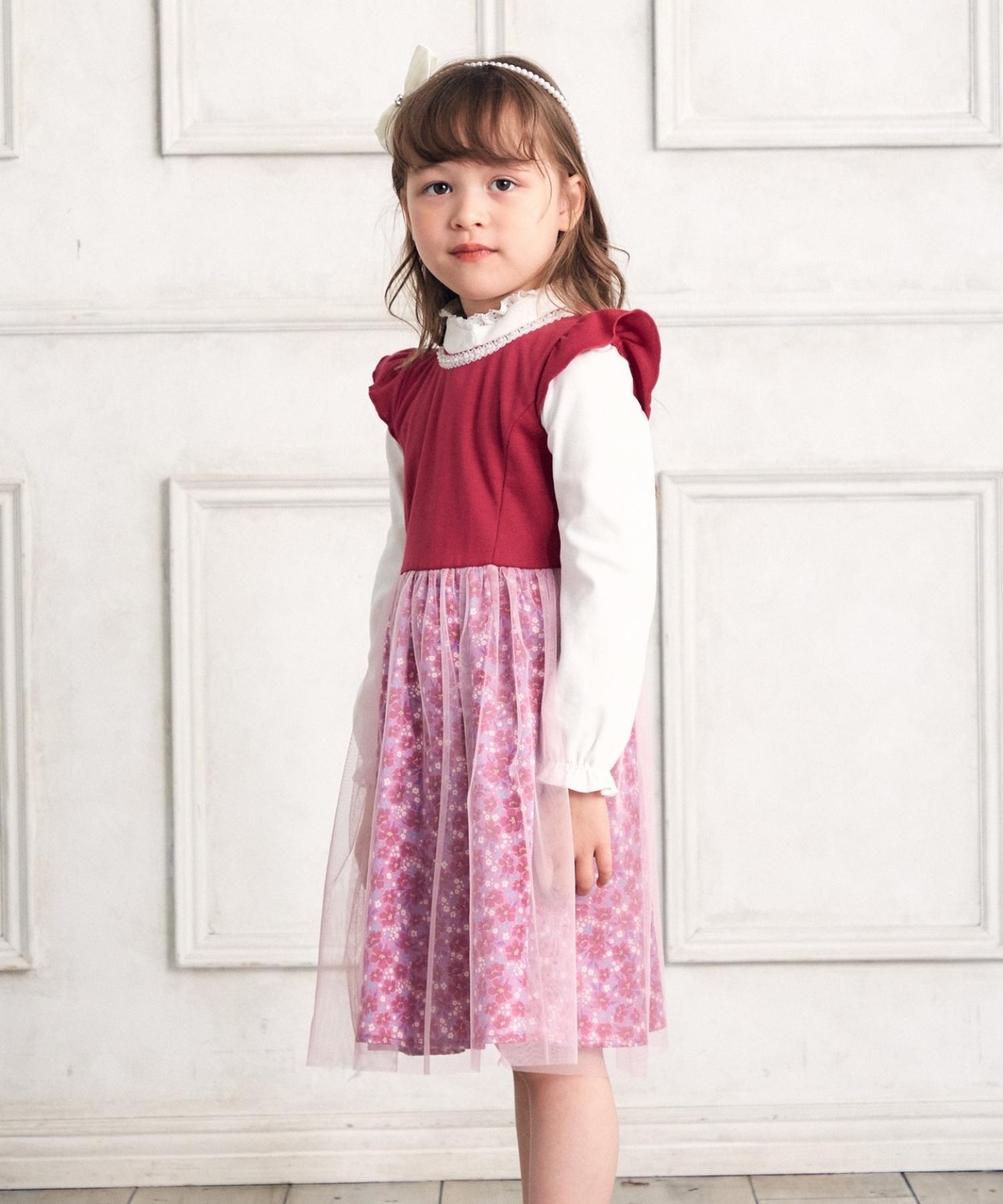 花柄プリント チュールドッキング ワンピース Urban Tales Com