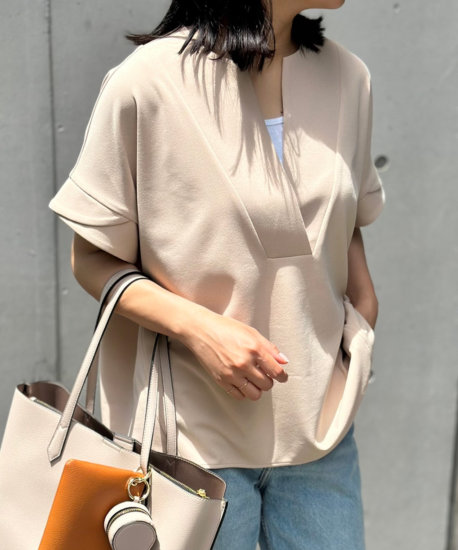 tシャツ カットジョーゼットキーネックオーバープルオーバー レディース カットジョーゼットキーネックオーバープルオーバー Emma Taylor