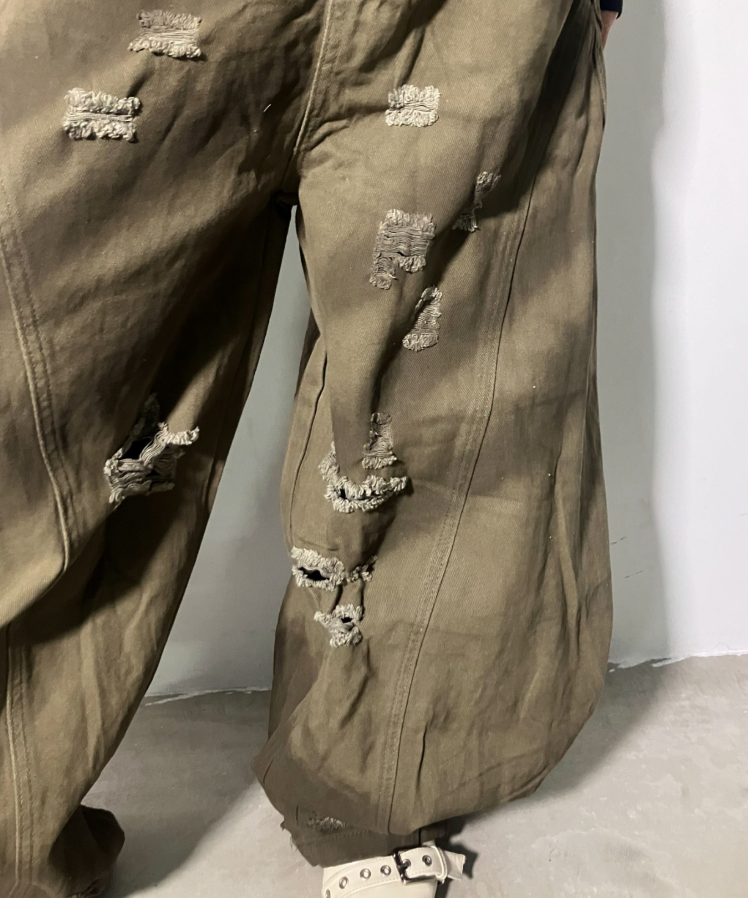 ダメージカーゴパンツ２カラー８８cm２本組 A'GEM/9 × .kom 『.KOM/ドットケーオーエム』 Camo Distressed Cargo