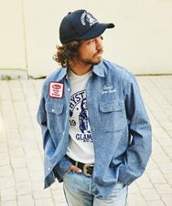 BIGYANK×HYSTERIC HYS SOUNDS プリント 長袖ワークシャツ