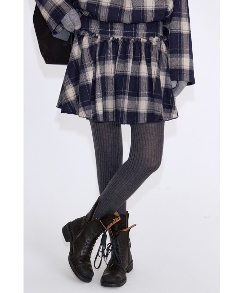 チェック柄 ギャザーミニスカート FD25B014【Fano Studios】【2025AW
