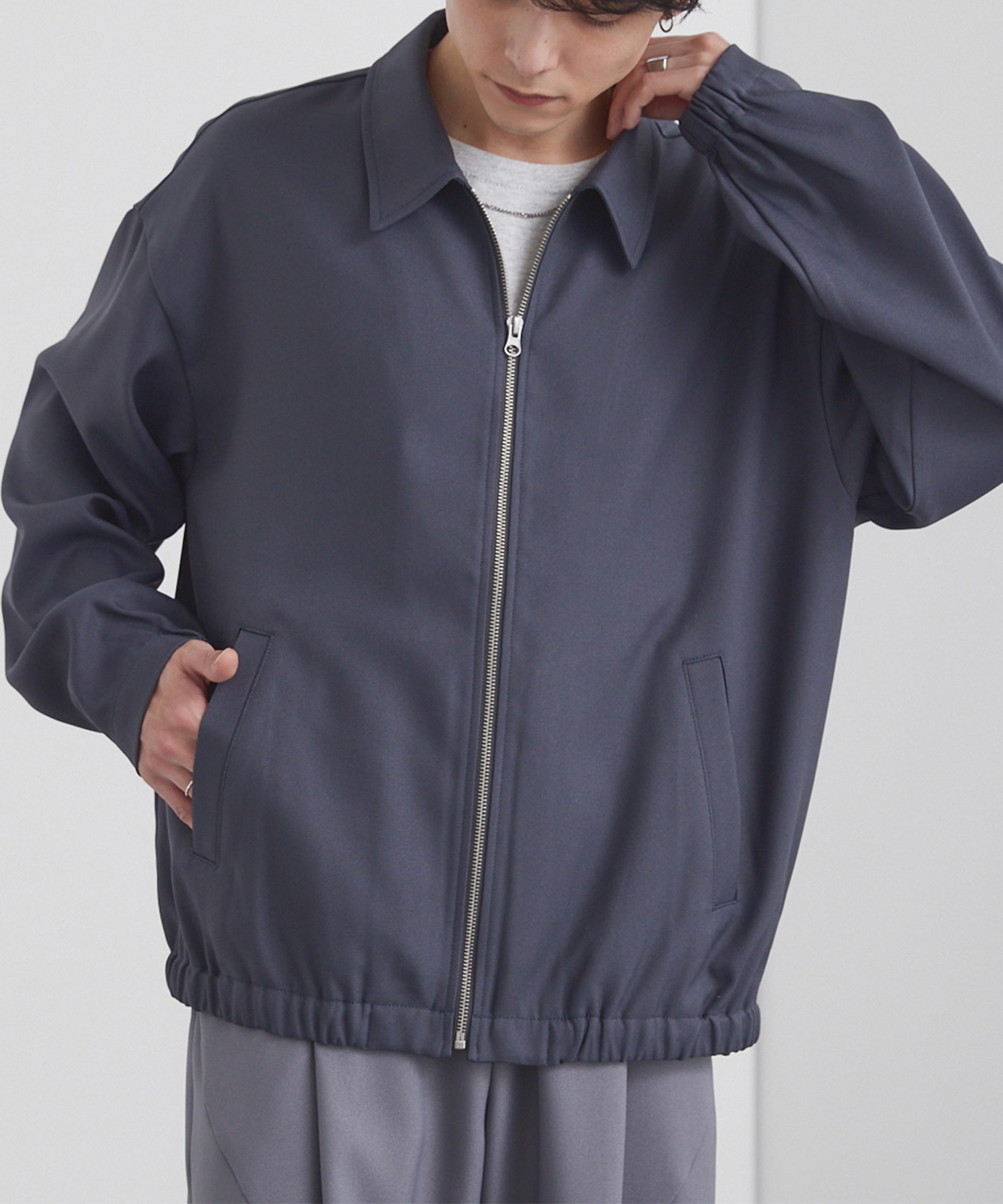 オーバーサイズ クロップド ジップアップ カルゼブルゾン MONO-MART