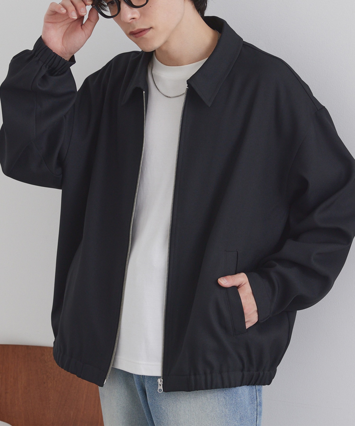 オーバーサイズ クロップド ジップアップ カルゼブルゾン MONO-MART