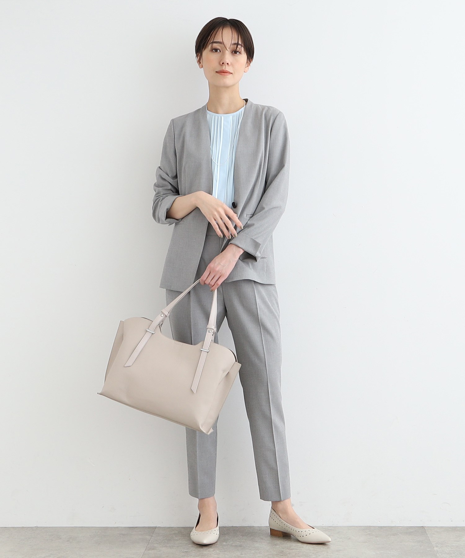 洗える/UVケア/接触冷感/SETUP可能】千鳥柄ノーカラージャケット 洗える/UVケア/接触冷感/SETUP可能】千鳥柄ノーカラージャケット