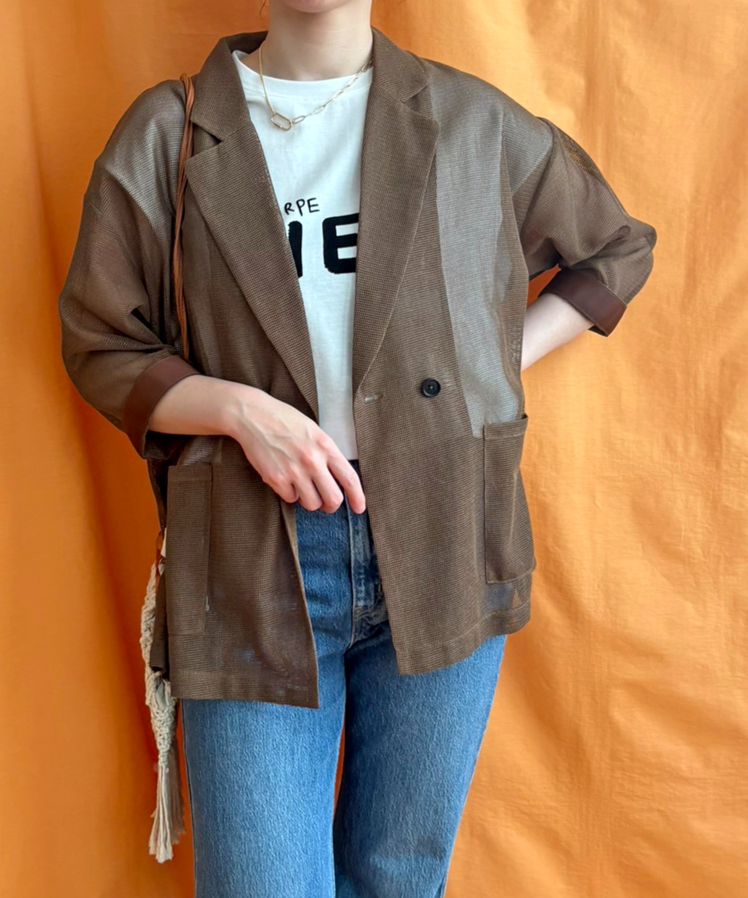 Eimee Lawメッシュブルゾン 新品 エイミーロウ 布帛MIXメッシュニット