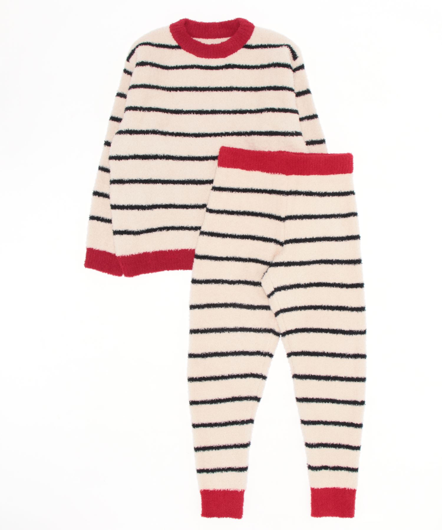 2点セット　秋冬もこもこ長袖＆ロングパンツ　柄ルームウェア