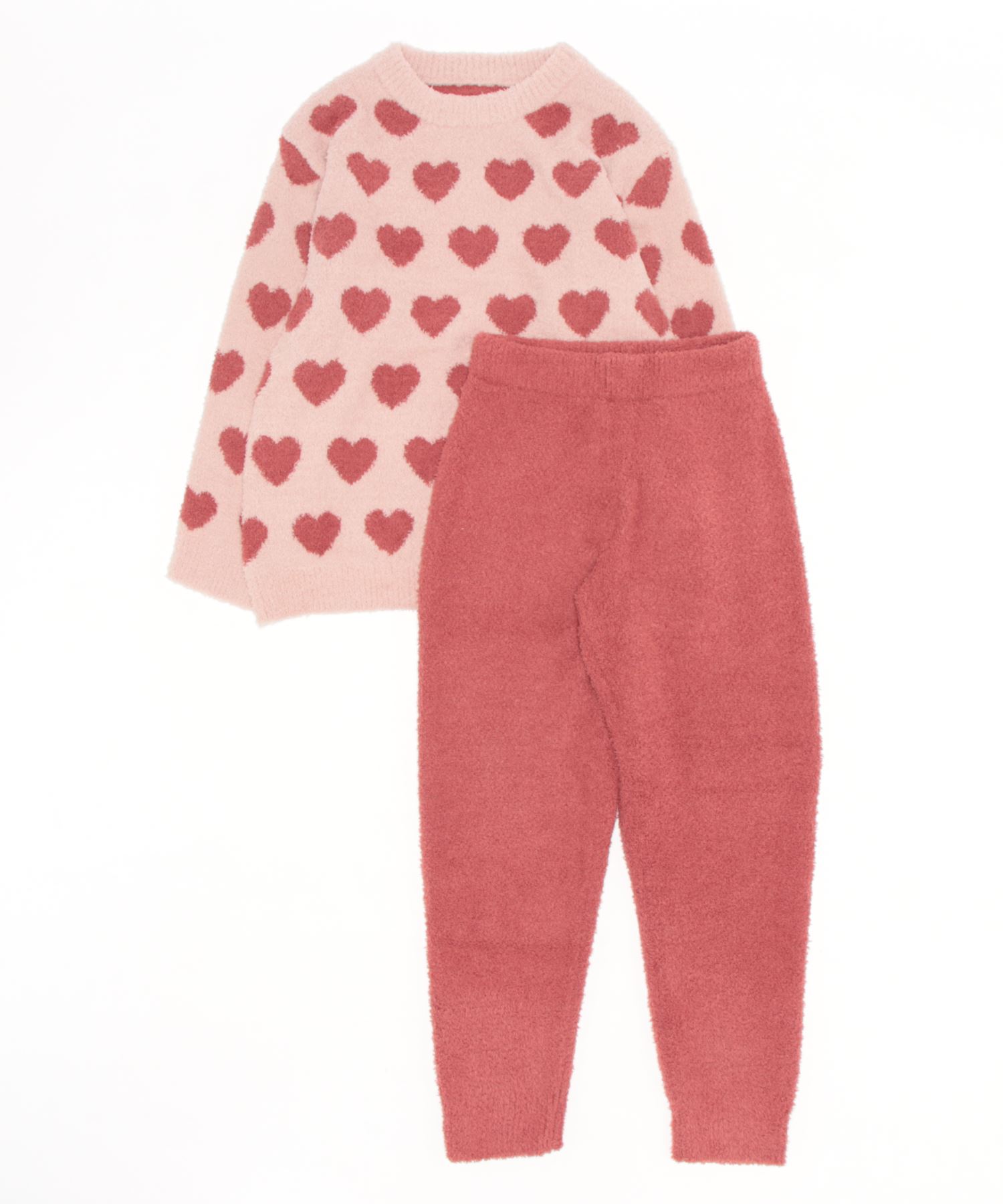 2点セット　秋冬もこもこ長袖＆ロングパンツ　柄ルームウェア