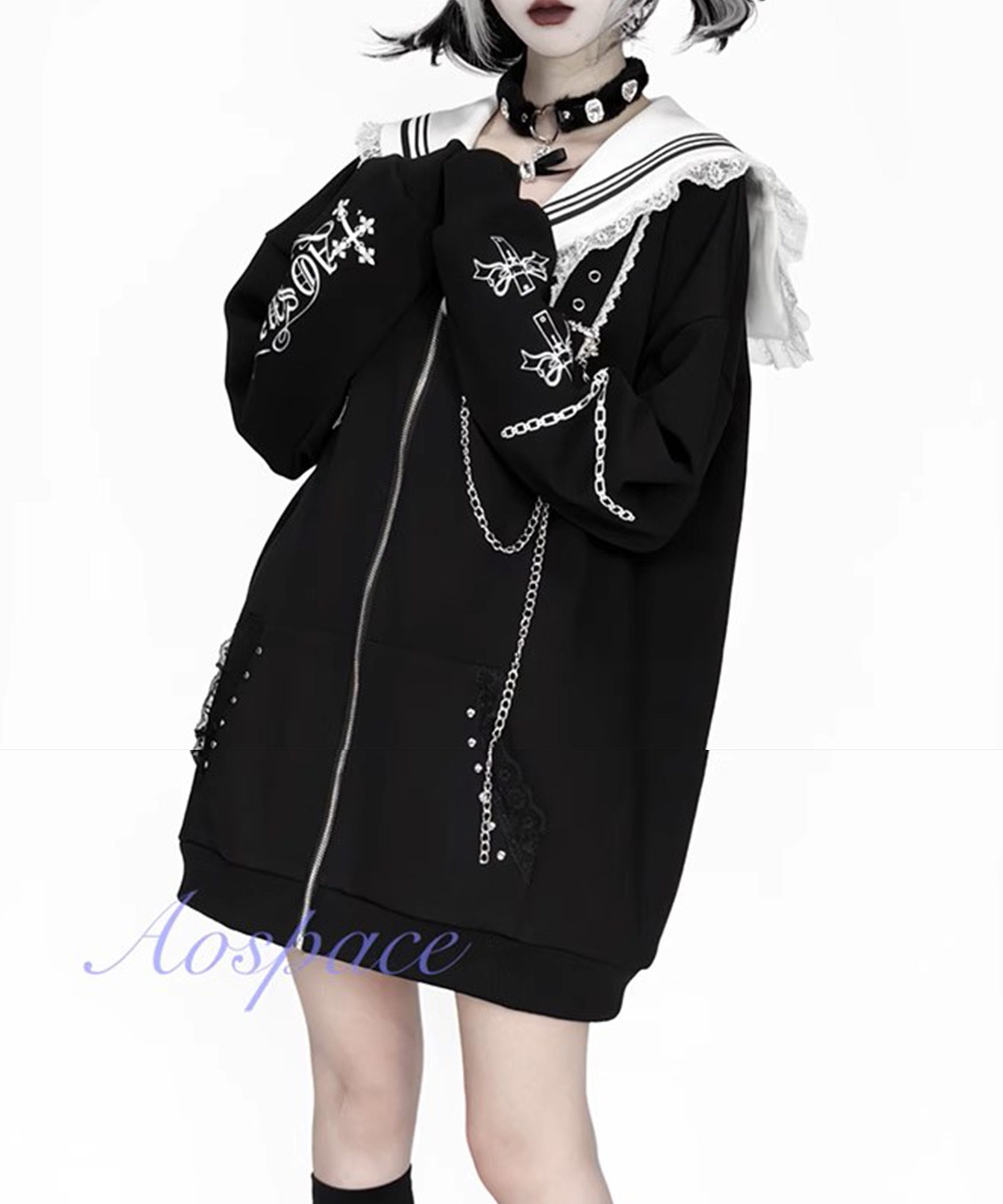 A'GEM/9 × .kom 『AOSPACE』ゴシックセーラーオーバーサイズジップ