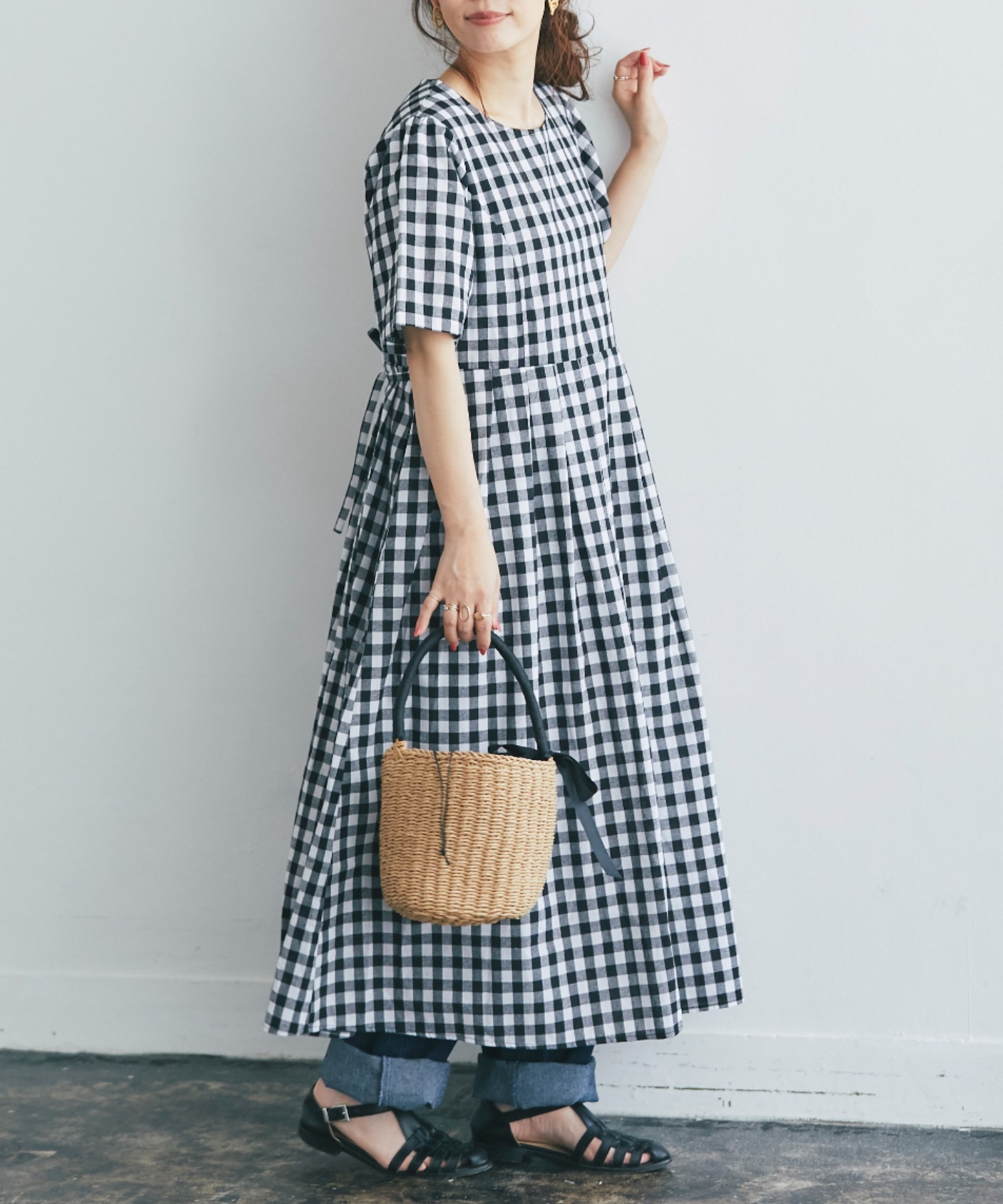 最高 Rギンガムチェックバックリボンワンピース And ワンピース