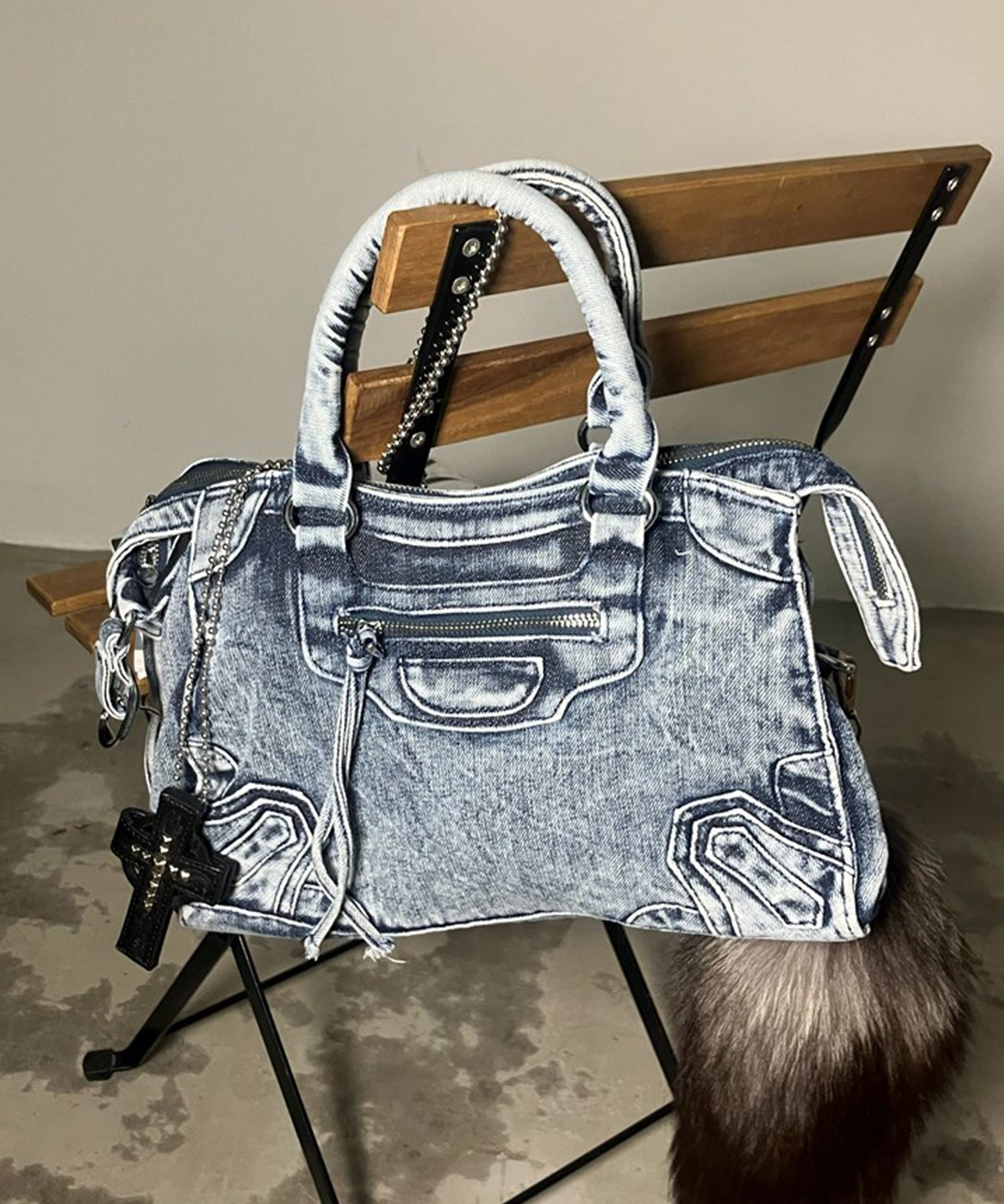 A'GEM/9 × .kom 『.KOM/ドットケーオーエム』 Washed Denim Handbag