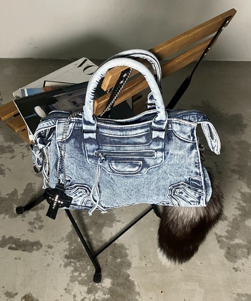A'GEM/9 × .kom 『.KOM/ドットケーオーエム』 Washed Denim Handbag