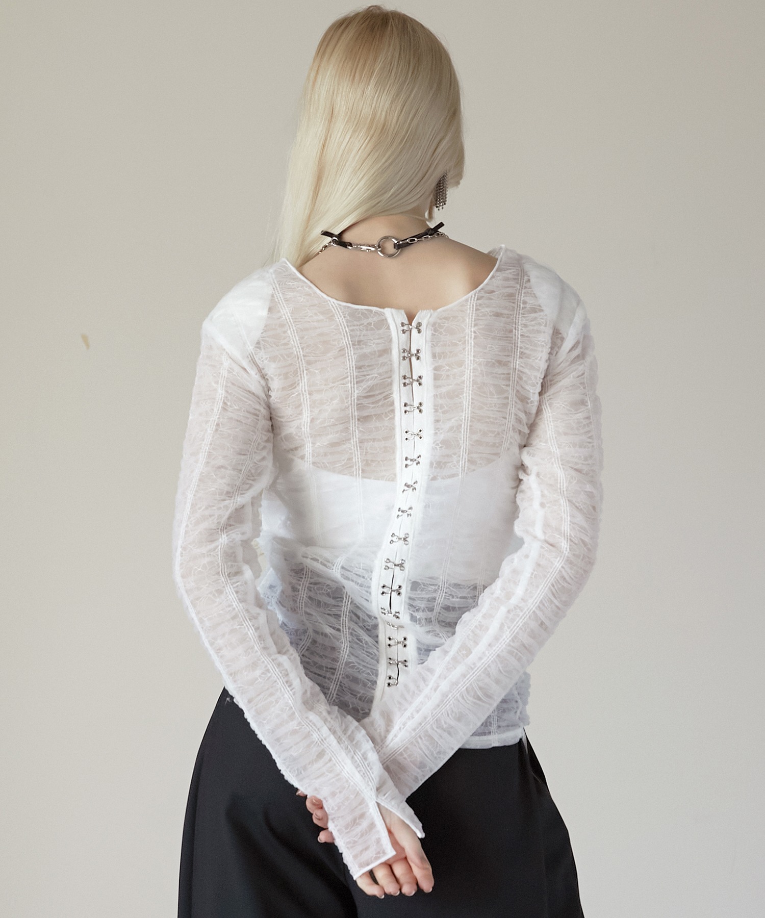 シャーリングレイヤードチュールトップ / Shirring Layered Tulle Top