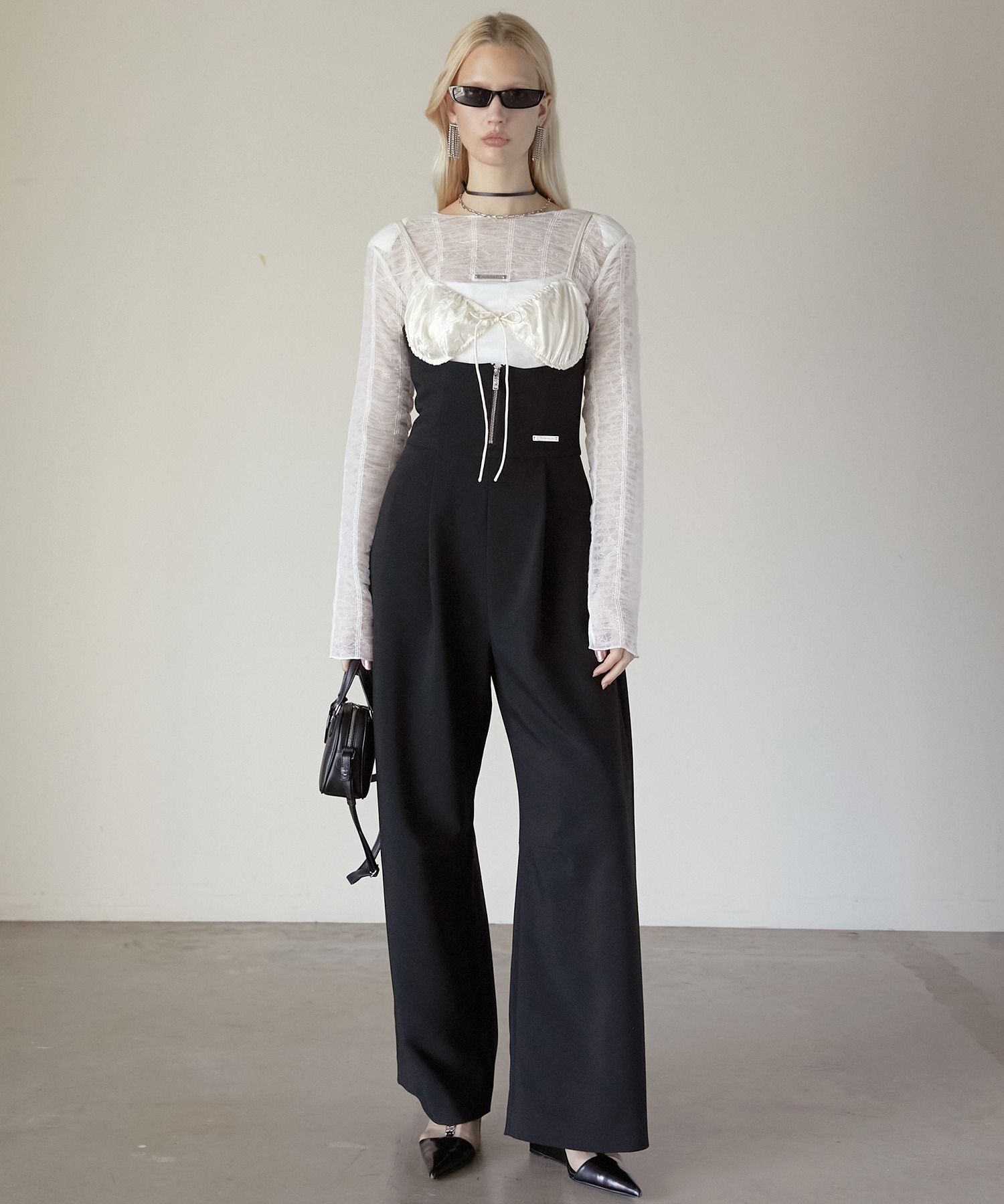 シャーリングレイヤードチュールトップ / Shirring Layered Tulle Top