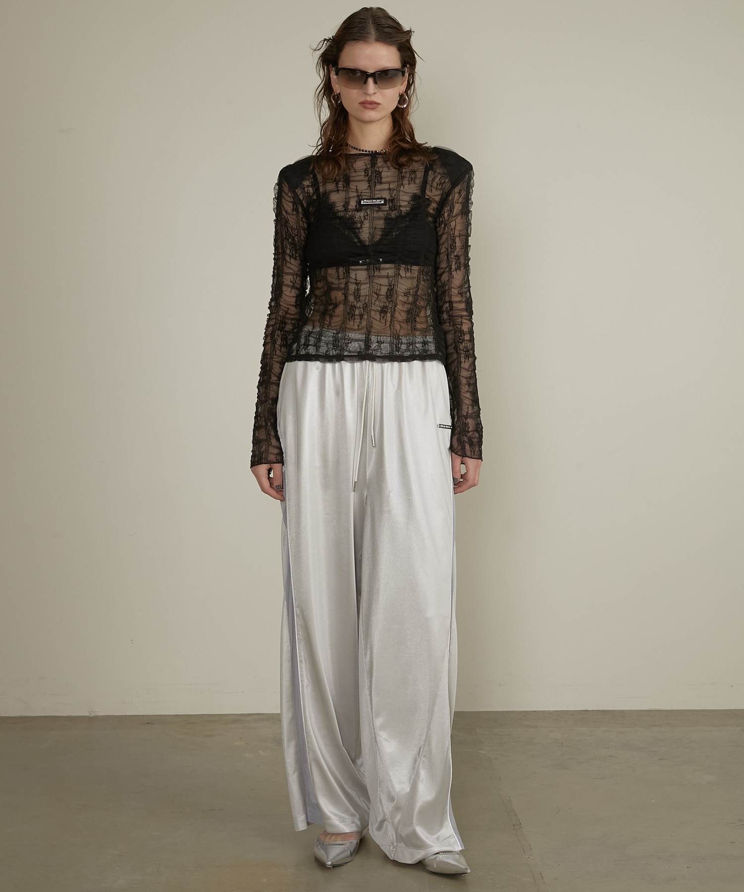 シャーリングレイヤードチュールトップ / Shirring Layered Tulle Top