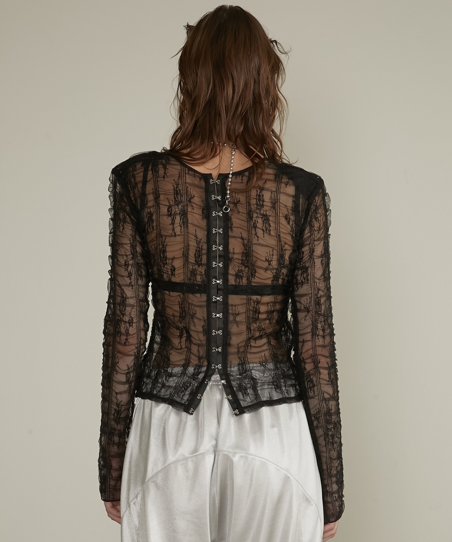 シャーリングレイヤードチュールトップ / Shirring Layered Tulle Top