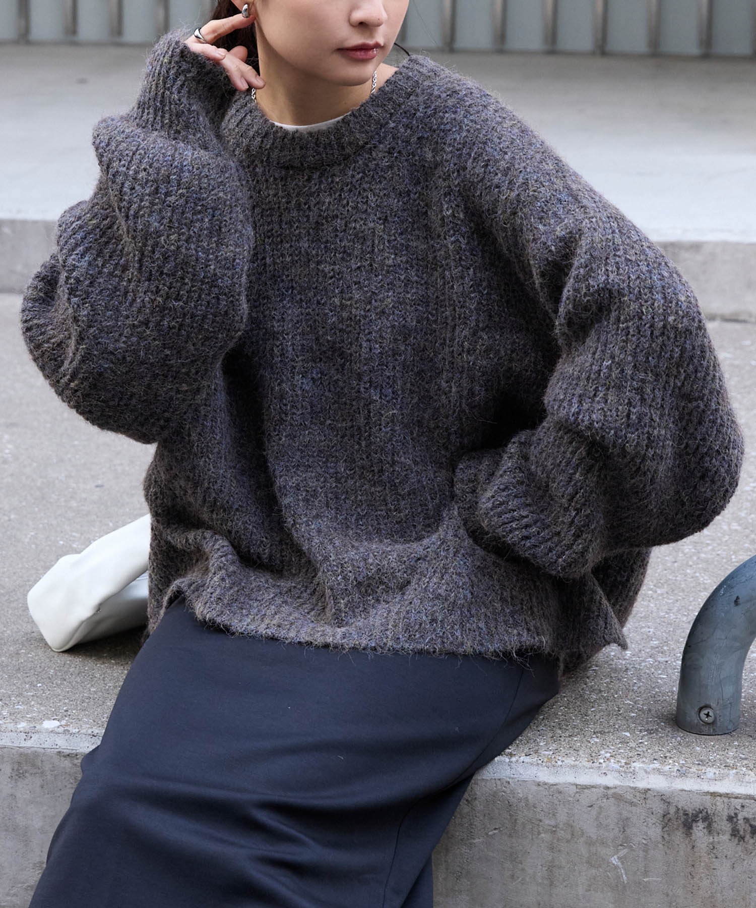 ウォッシャブル>メランジ ミックスヤーン ローゲージ ボリューム