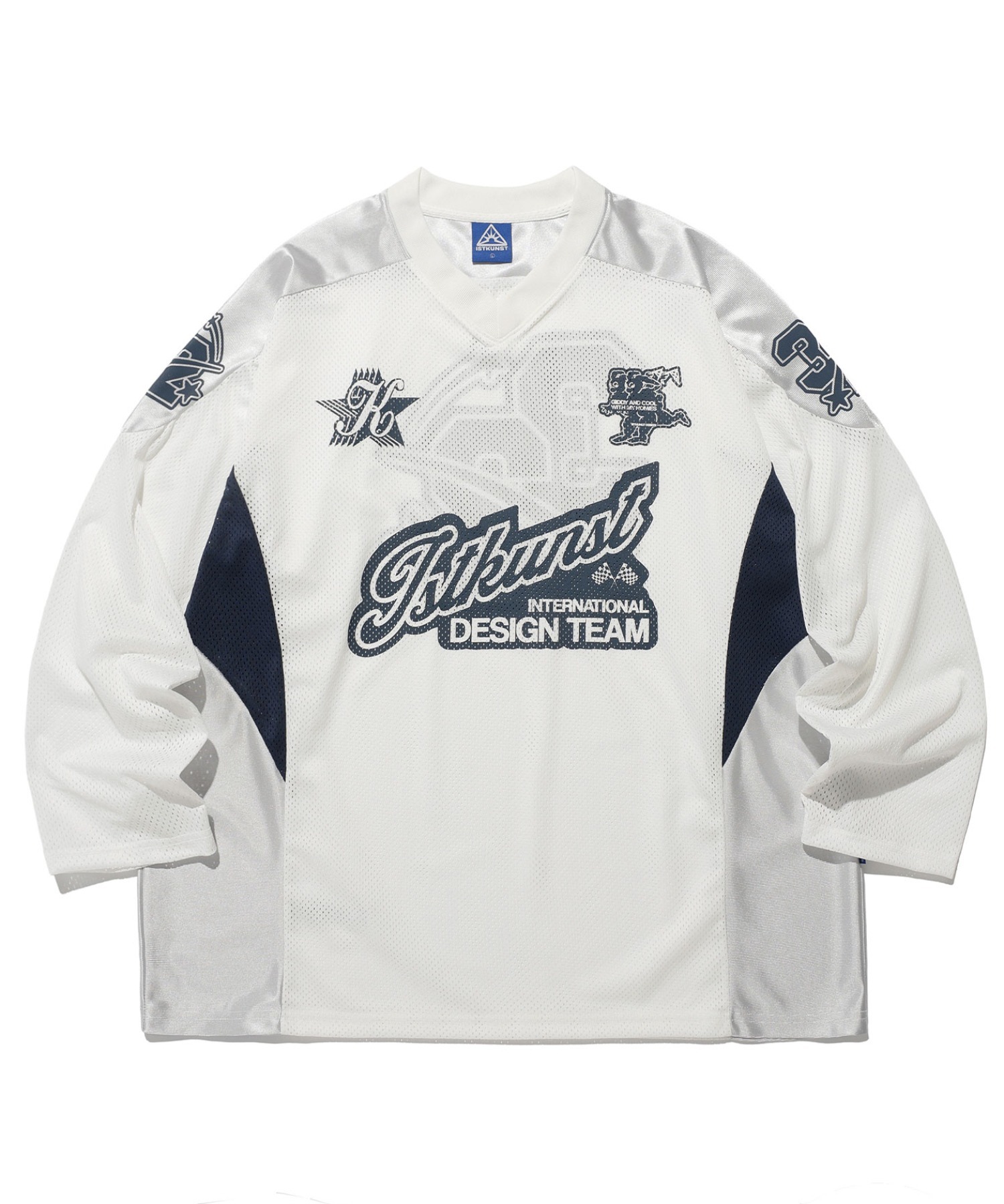 さらに100円引き◆ISTKUNST◆SPORTY FOOTBALL MESH TOP A'GEM/9 × .kom『ISTKUNST/イストクンスト』 SPORTY FOOTBALL