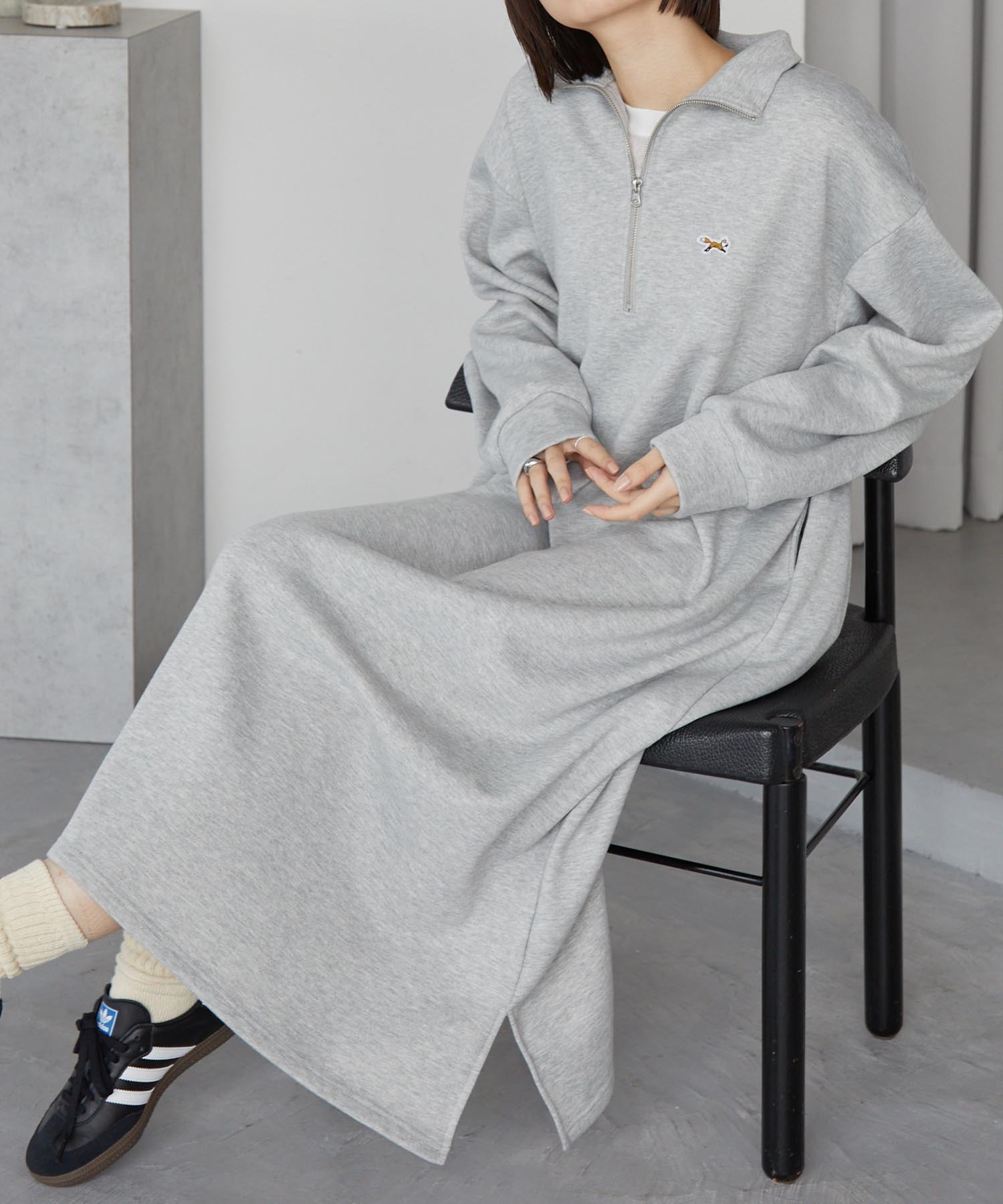 PENNEYS/ペニーズ 別注 THE FOX ロゴ ワンポイント刺繍 ハーフジップ裏