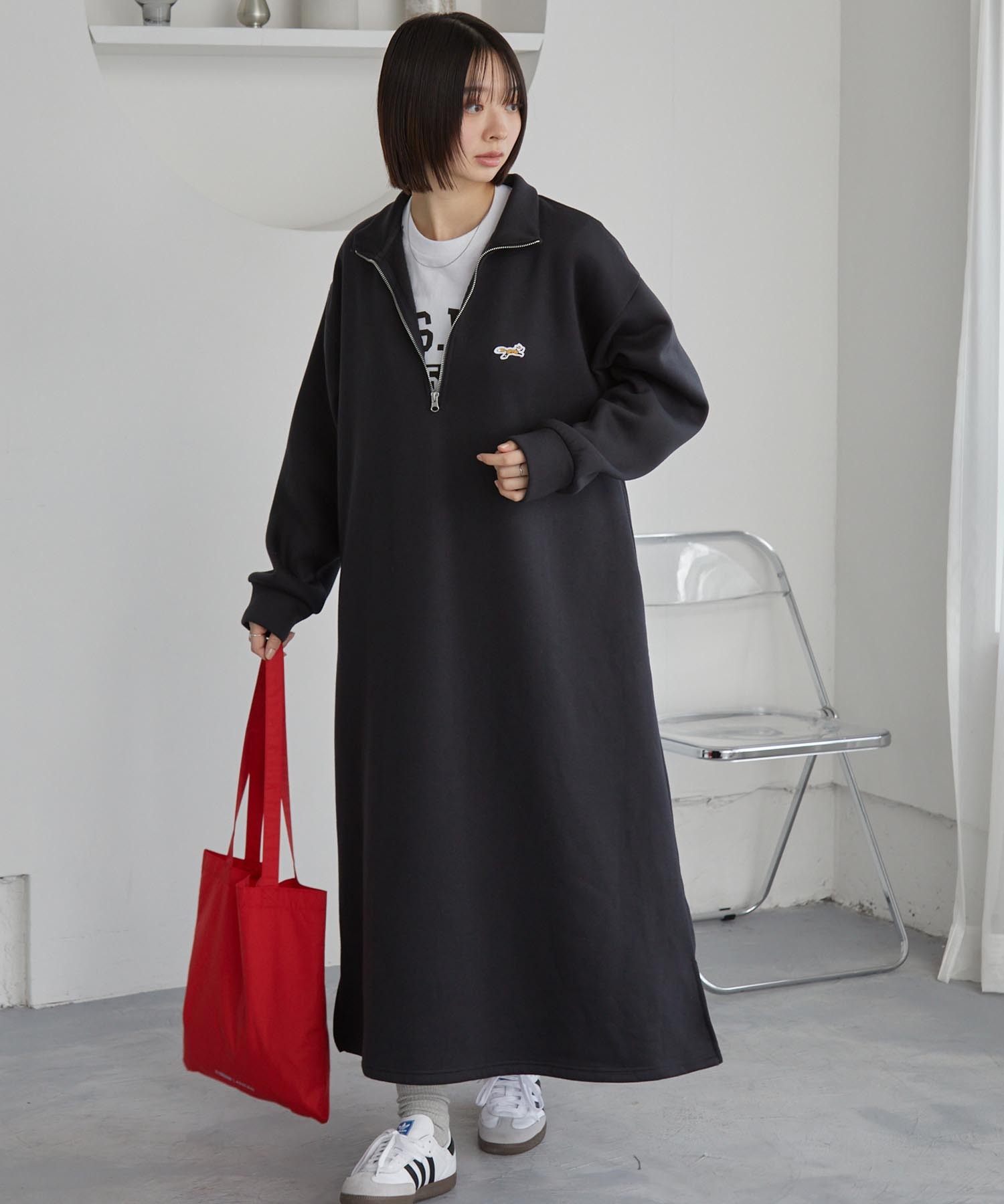 PENNEYS/ペニーズ 別注 THE FOX ロゴ ワンポイント刺繍 ハーフジップ裏