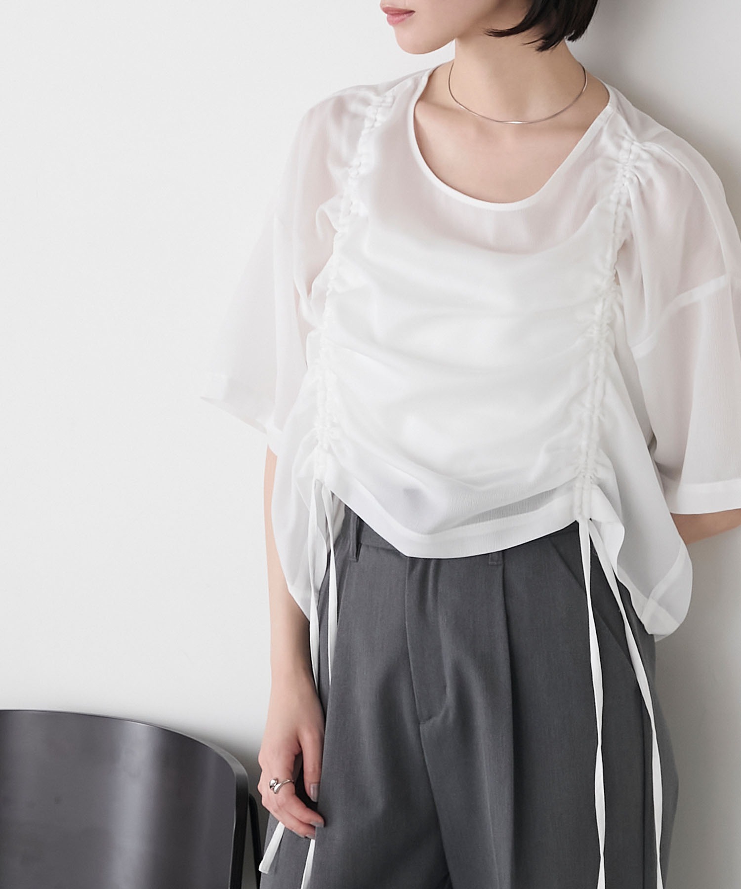 forksy.】シアー シャーリング 半袖Tシャツ forksy.│MONO-MART