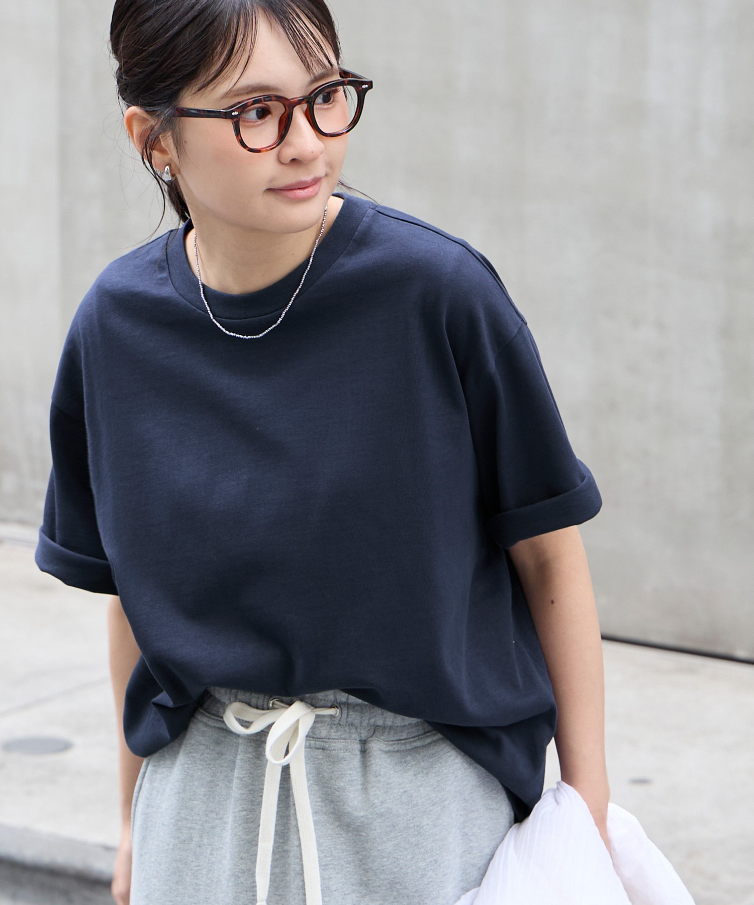万能UVカット/汗ジミ防止＞オーバーサイズ シンプル半袖Tシャツ