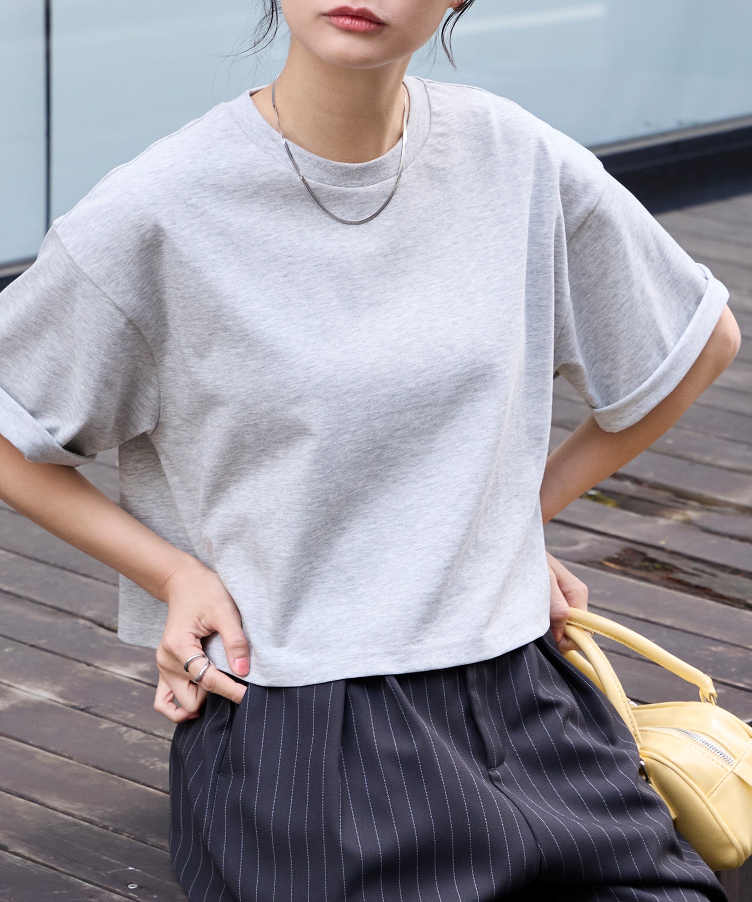 万能UVカット/汗ジミ防止＞オーバーサイズ シンプル半袖Tシャツ