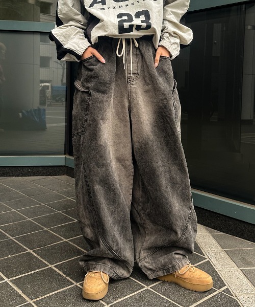 A'GEM/9 × .kom 『A'gem/エージェム』 スプレーデザインワイドパンツ A