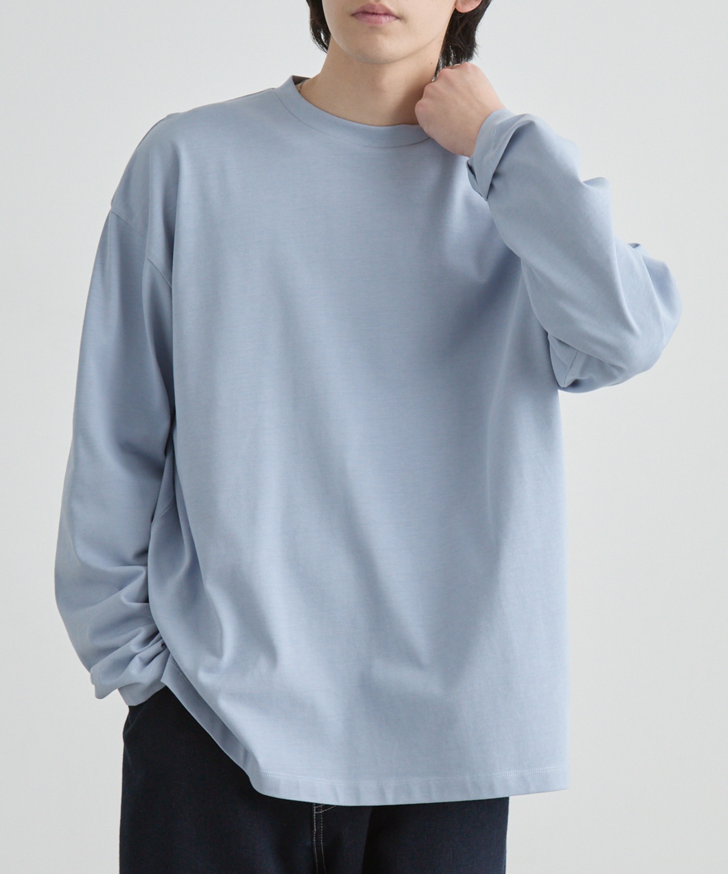 EASY COMFORTシリーズ】UVカット USAコットン ベーシックロンT MONO
