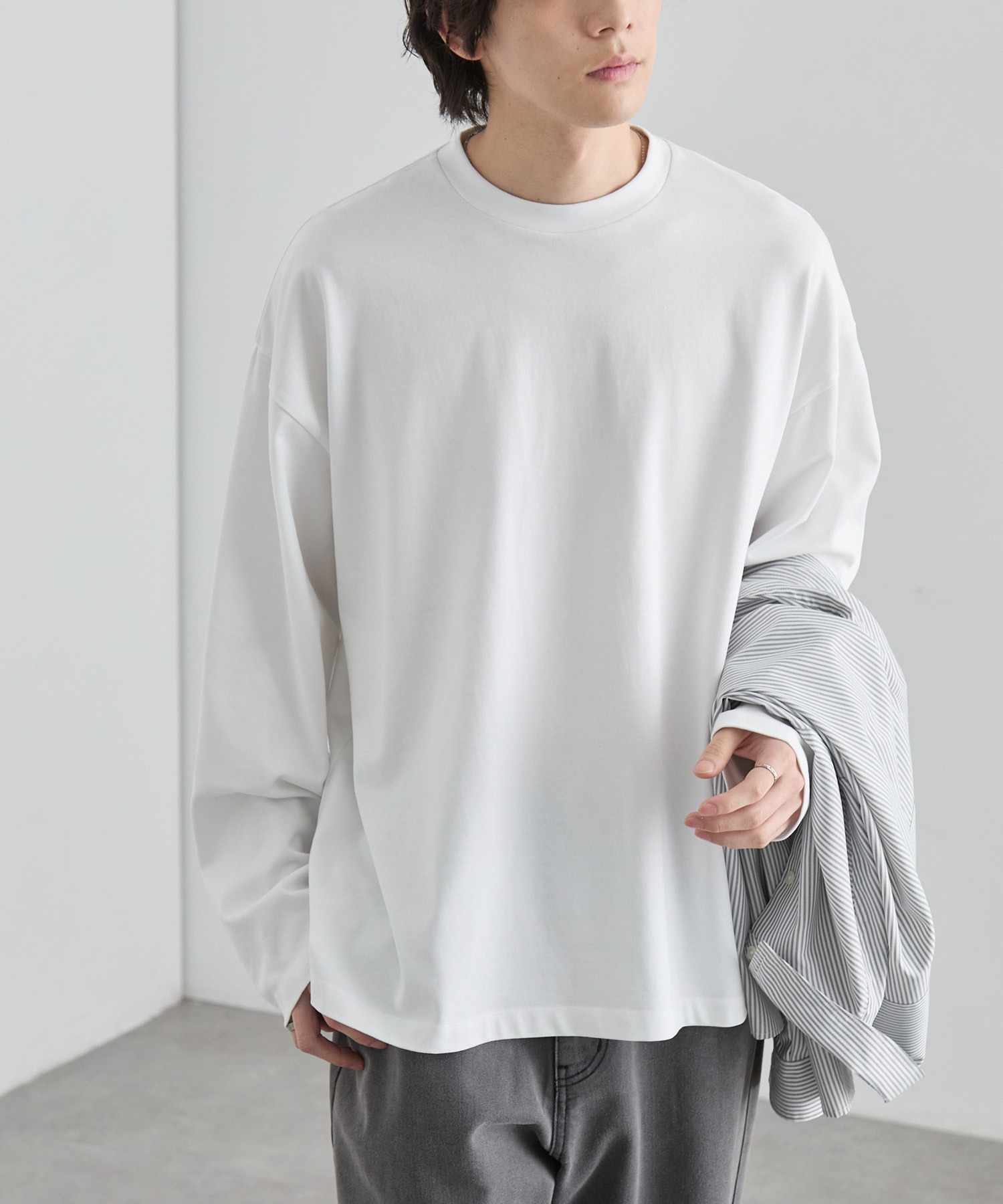 Robert Warner 長袖カットソー EASY COMFORTシリーズ】UVカット USAコットン ベーシックロンT MONO