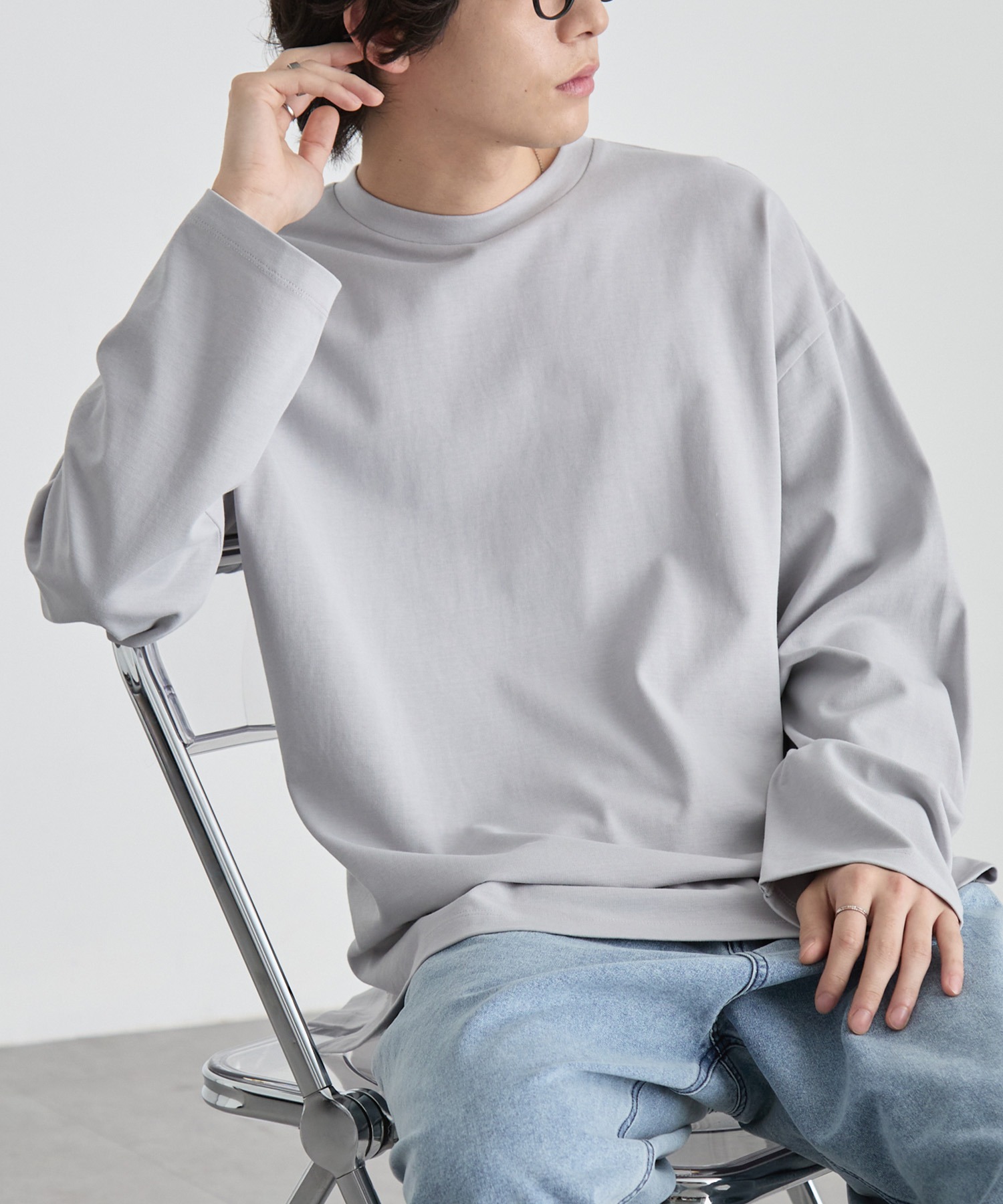 EASY COMFORTシリーズ】UVカット USAコットン ベーシックロンT MONO