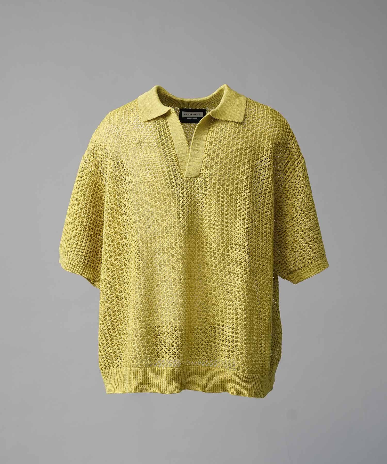 UNISEX》Prime-Over Mesh Short Sleeve Skipper Knit Pullover