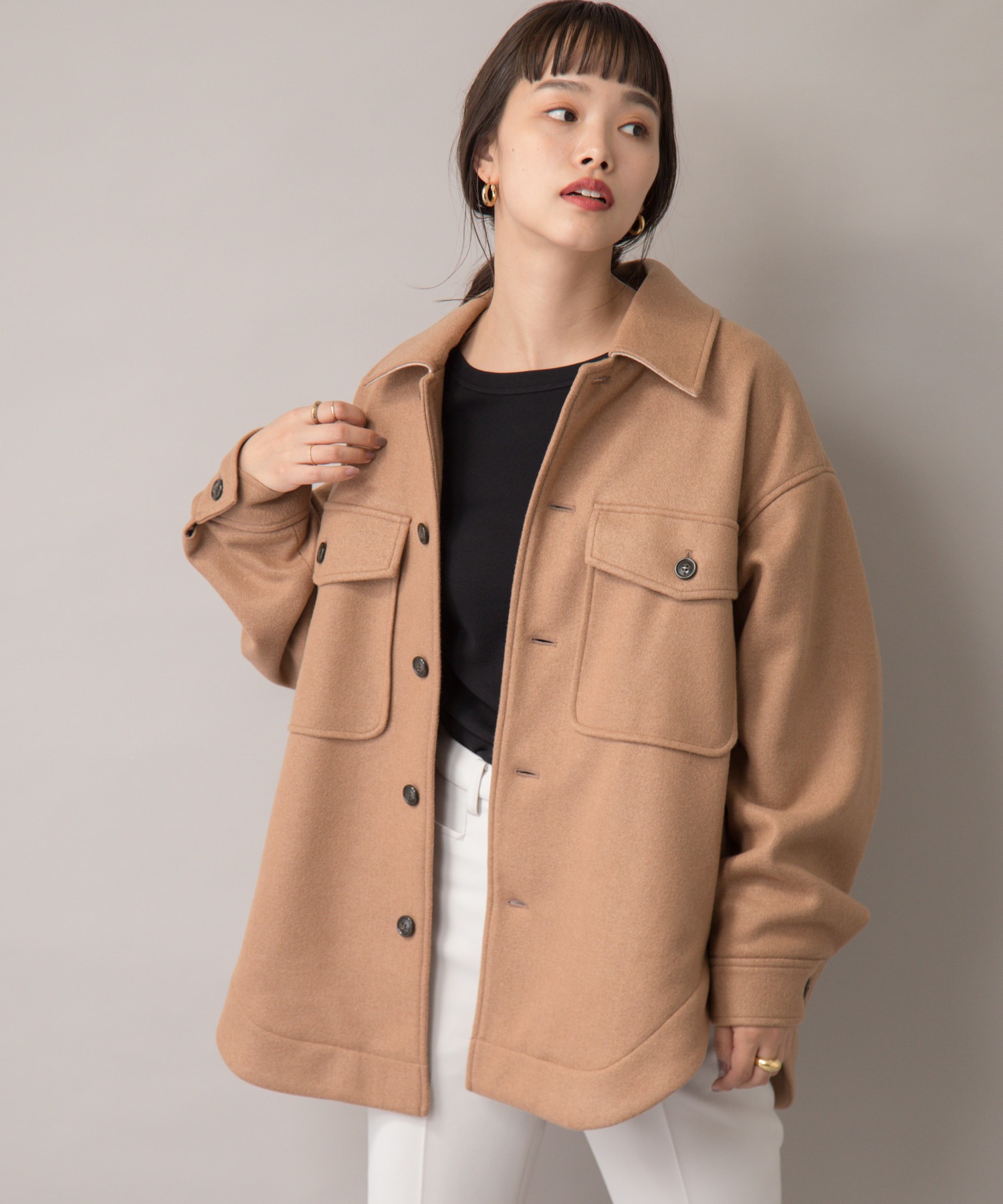 【ラッピング無料】 Liyoca ニットメルトンオーバーシャツジャケット 日本限定 CPOジャケット