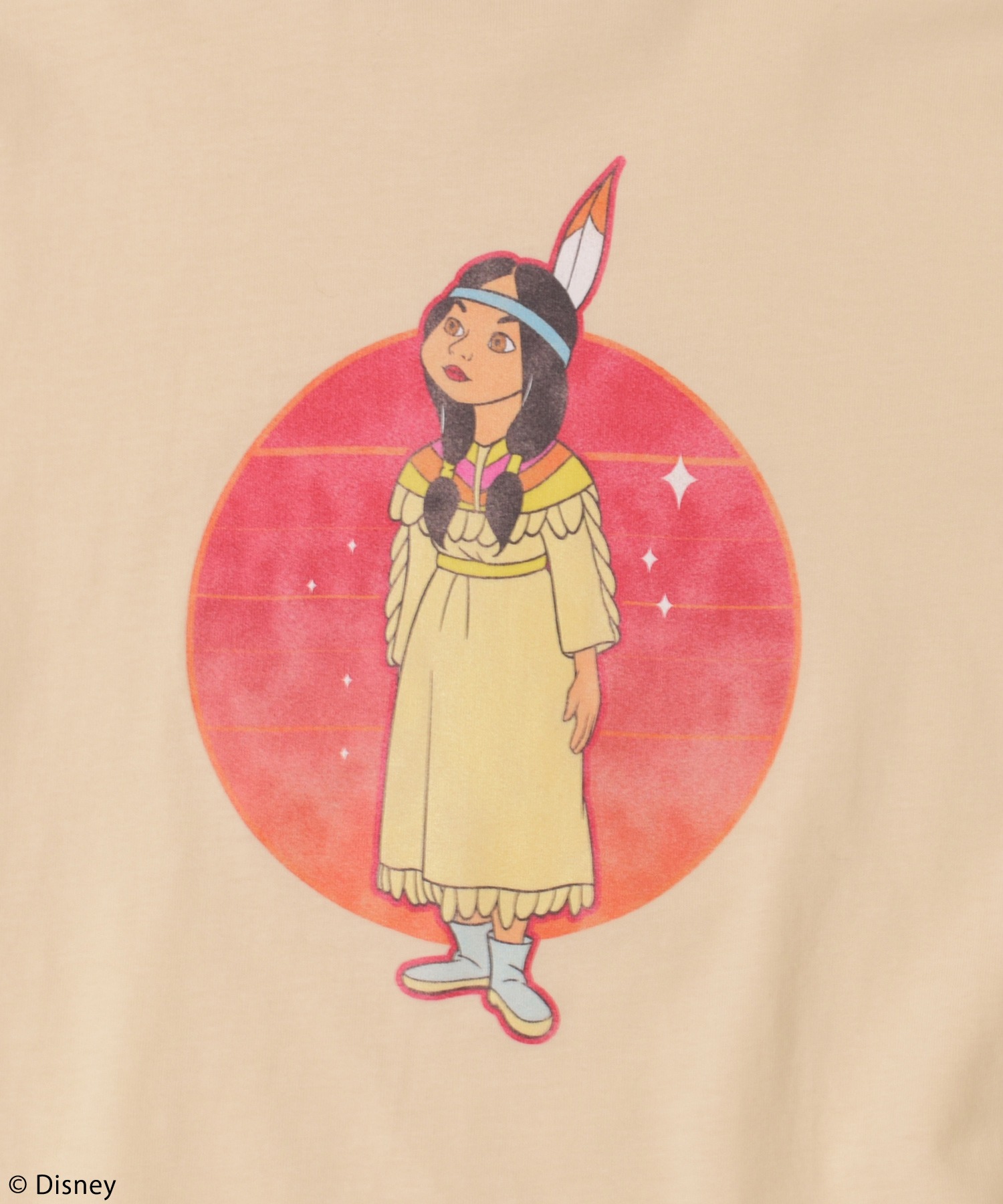 スパイラルガールFemaleオフホワイト【Disney/ディズニー/ピーター・パン/タイガー・リリー】ヴィンテージ風アートリンガーTシャツFREE