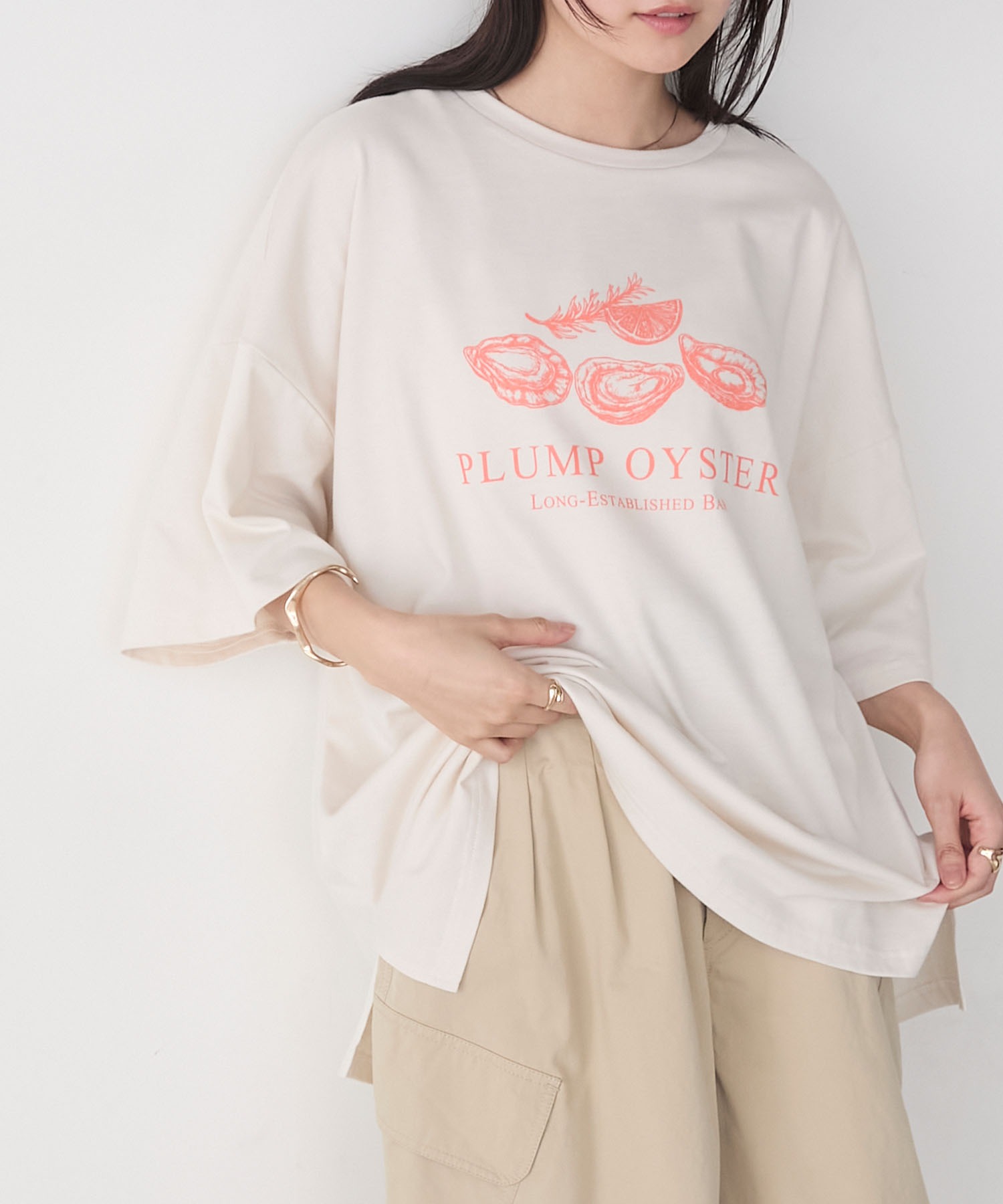 forksy.】オイスタープリント オーバーサイズTシャツ forksy.│MONO 