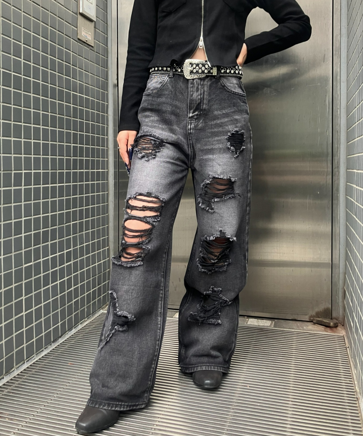 A'GEM/9 × .kom 『.KOM/ドットケーオーエム』 Grunge Style Baggy