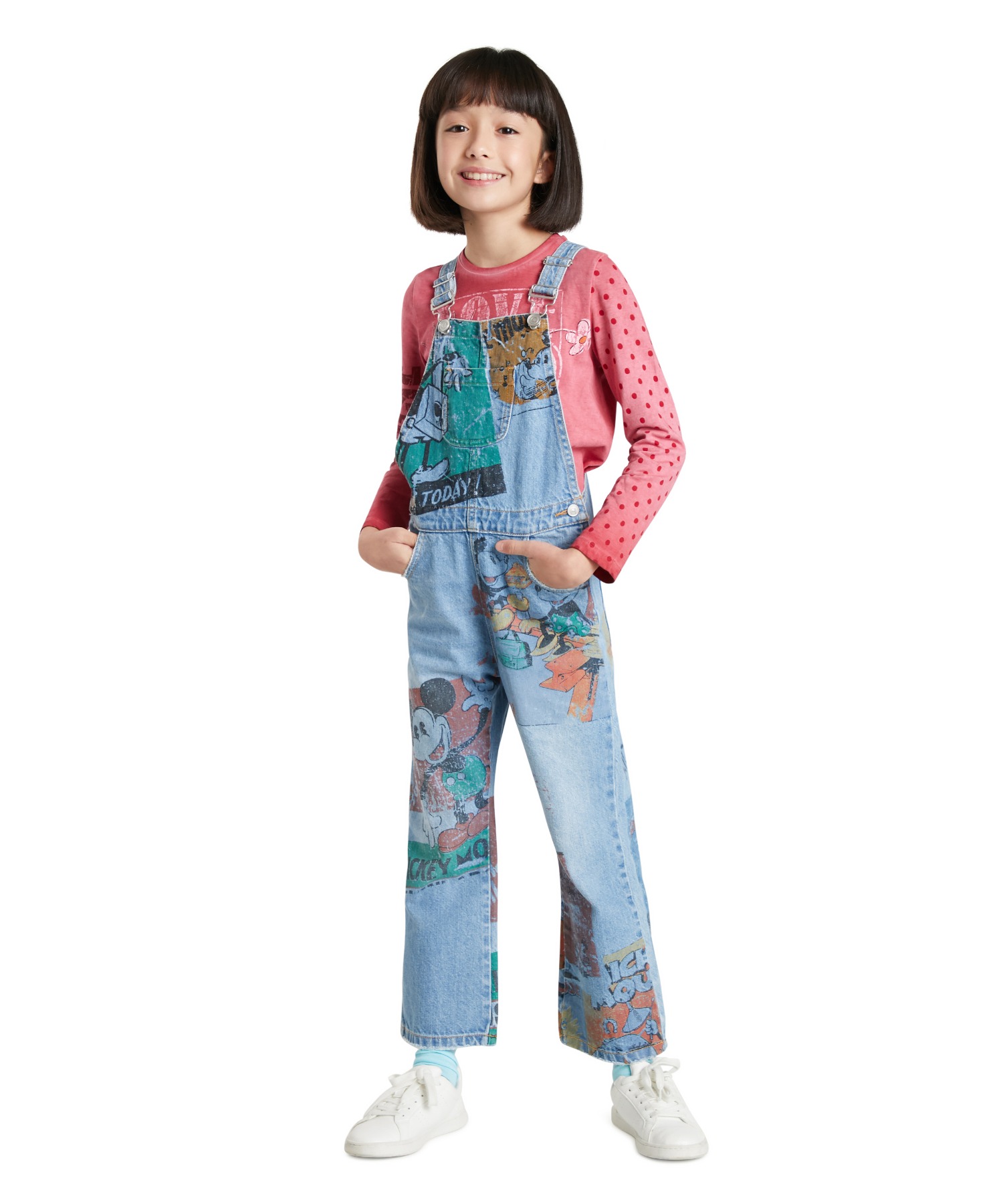 Desigualミッキーマウスのイラスト入りガールズデニムサロペット 送料無料 即納 Desigualミッキーマウスのイラスト入りガールズデニムサロペット 送料無料 即納