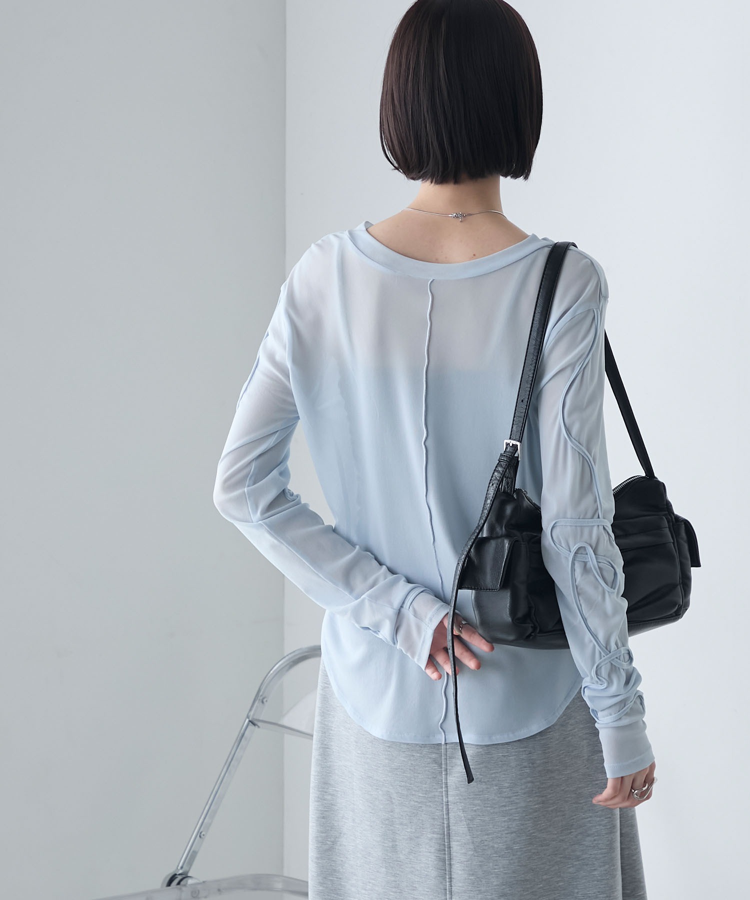 RE ARRIVAL/再入荷 forksy.】前後2way コード刺繍デザインスリーブ ニュアンス リール