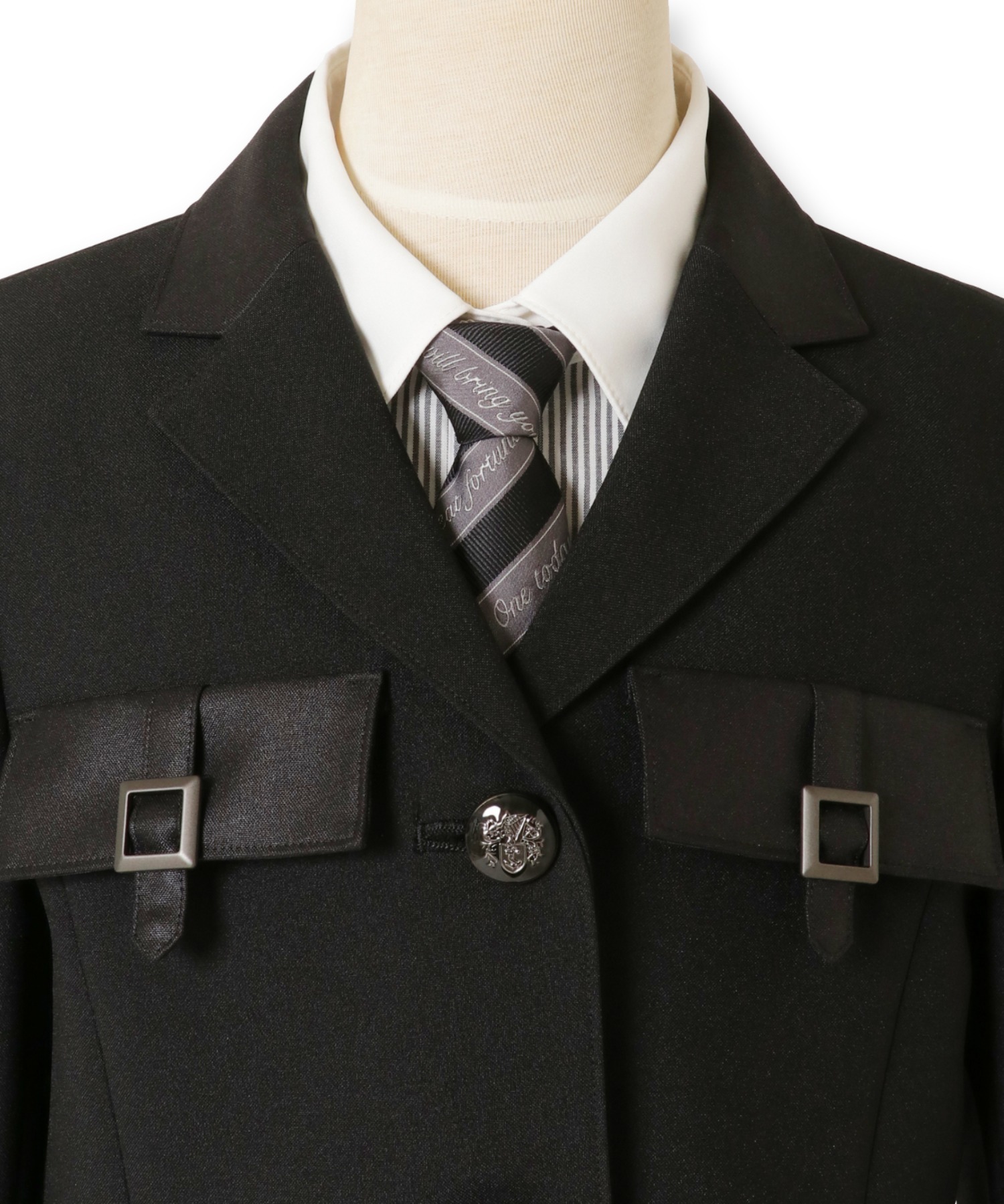 卒服】ブラックショートジャケットハイウエストスカートスーツ