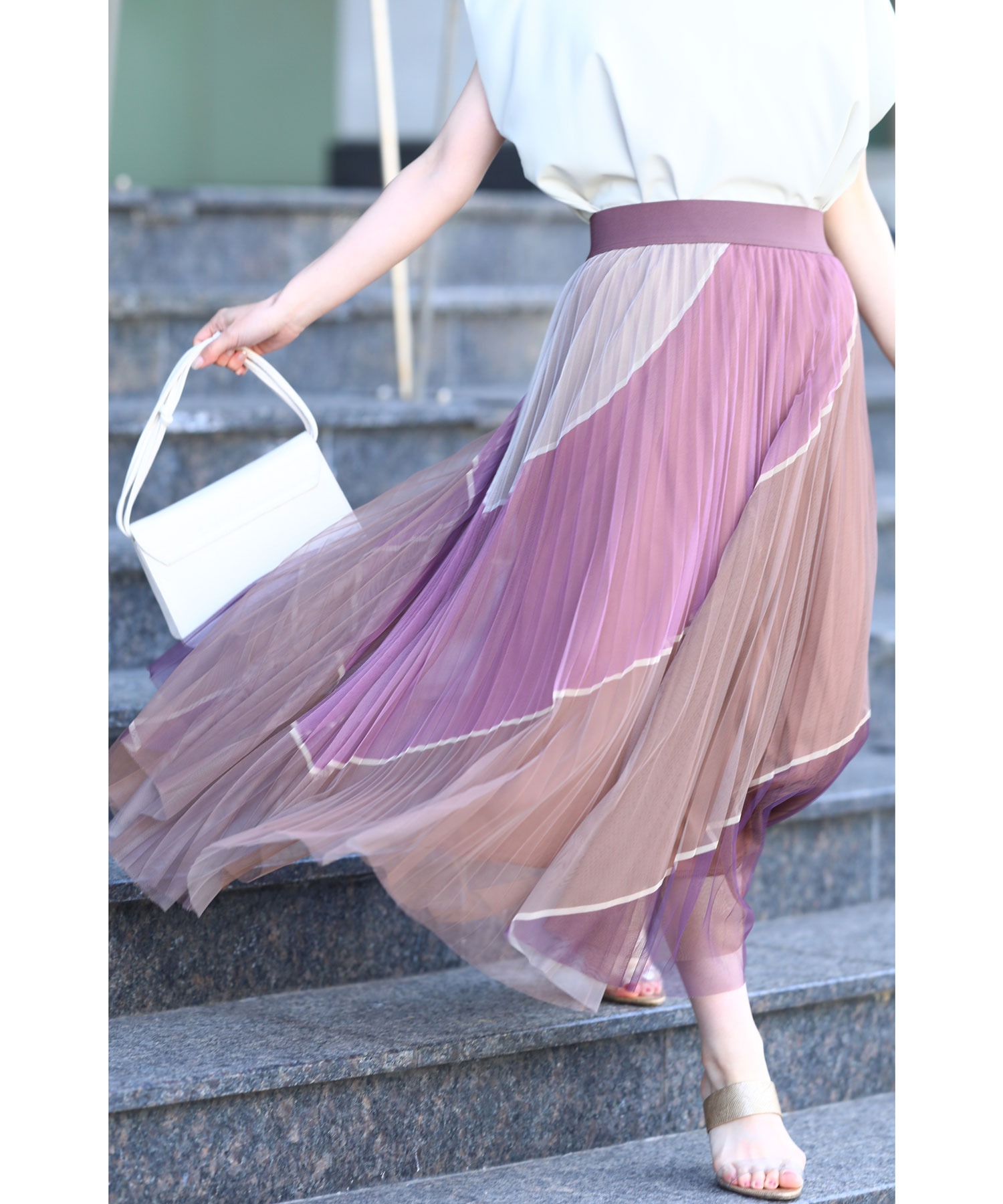 選択 CAWAII4色カラーが織りなすふんわりチュールミディアムスカート （人気激安）