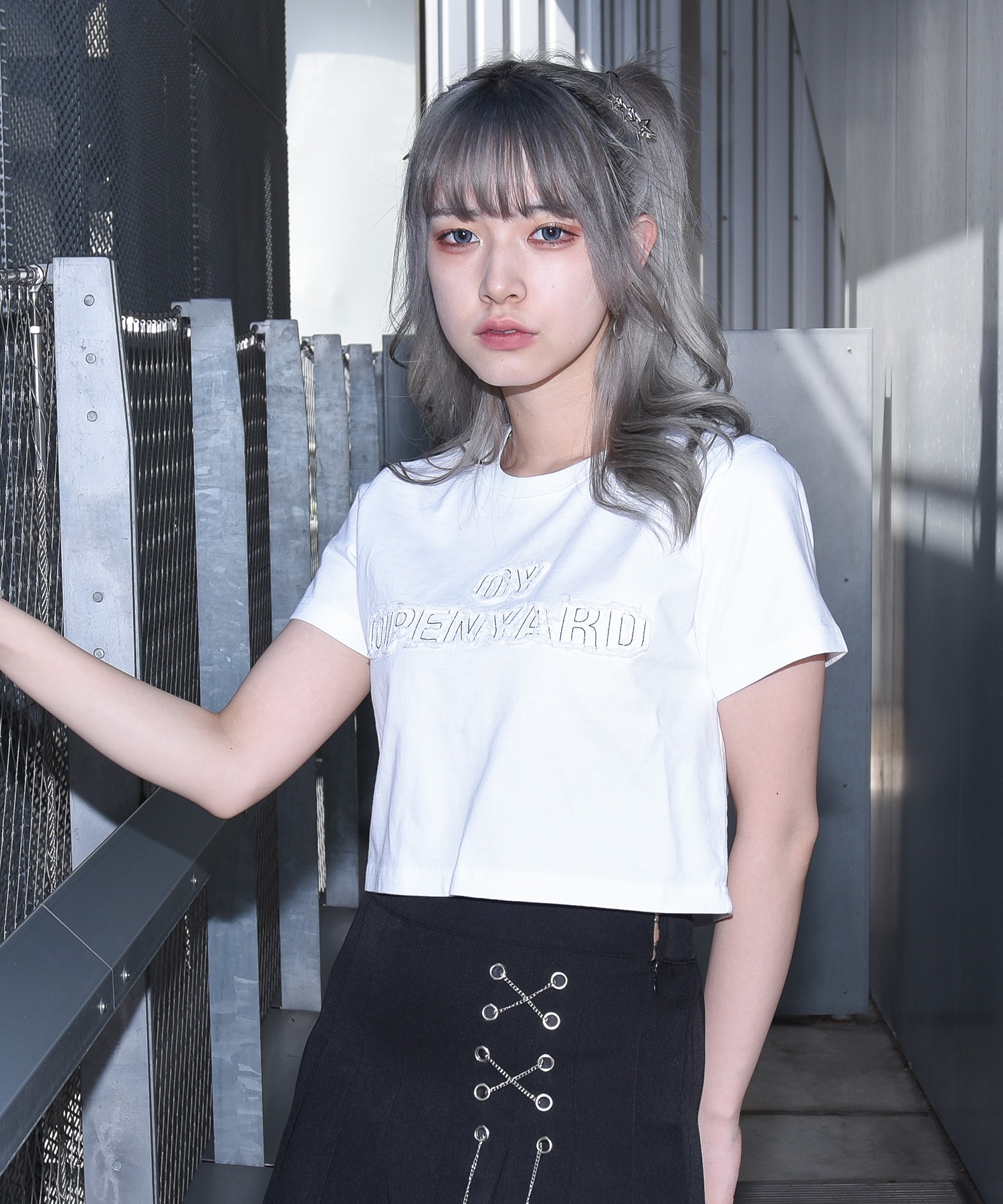 tシャツ 「OY/オーワイ」CUTTING PATCH LOGO CROP/カッティングパッチ ロゴ クロップ 半袖カットソー レディース OY/オーワイ』CUTTING PATCH LOGO CROP/カッティングパッチ ロゴ