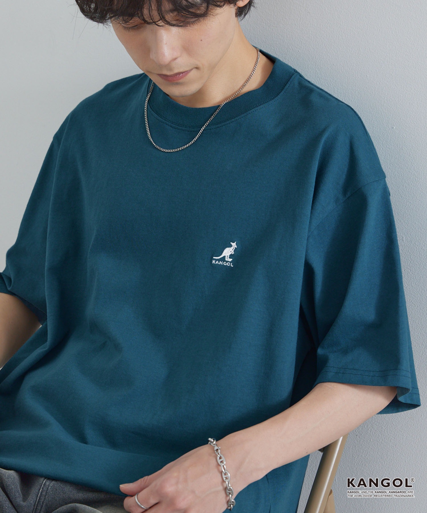 KANGOL/カンゴール 別注 ロゴ ワンポイント刺繍オーバーサイズ半袖T