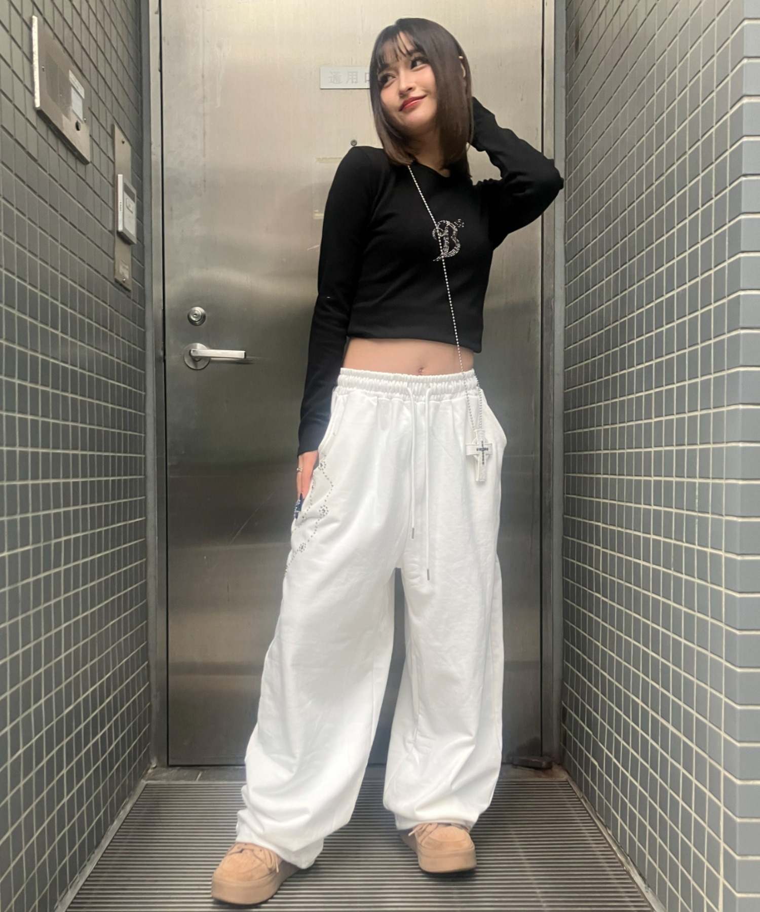 A'GEM/9 × .kom 『.KOM/ドットケーオーエム』Sparkle Line Sweat Pants