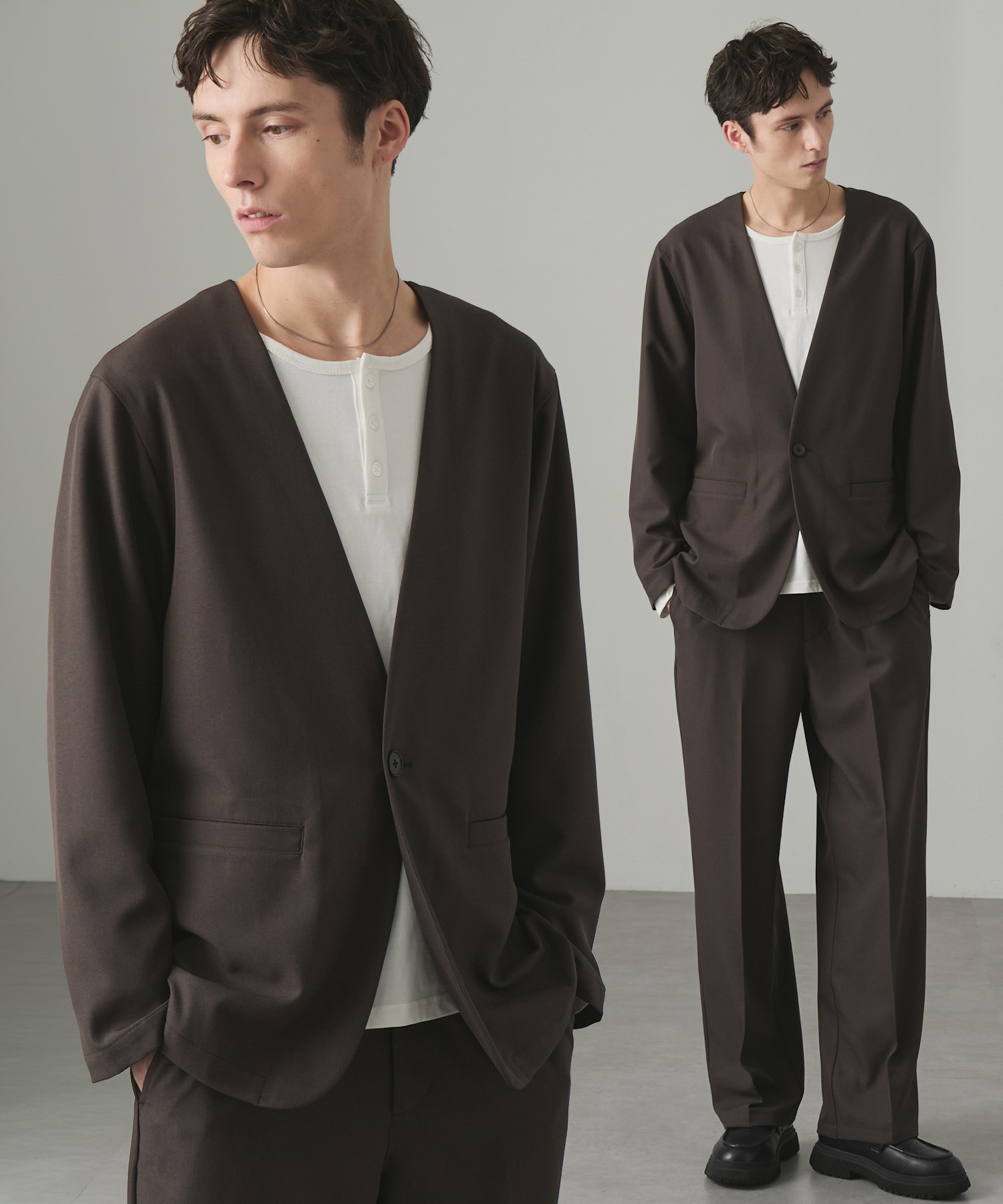 YamanakahinataFCRB 16ss セットアップ　3点セット EASENCE】パウダーツイル セットアップ ノーカラージャケット&ワイド