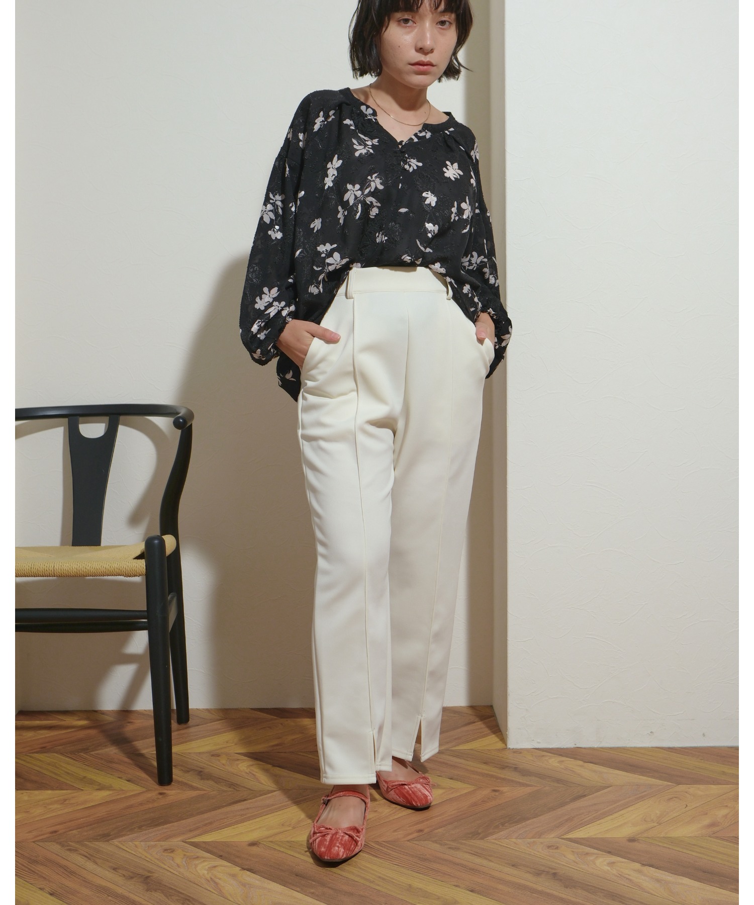 ALESSANDRA RICH FABX4045K45140001 関税送料込 セットアップ対応】ポンチフロントスリットPT Palm Riche│Eimee