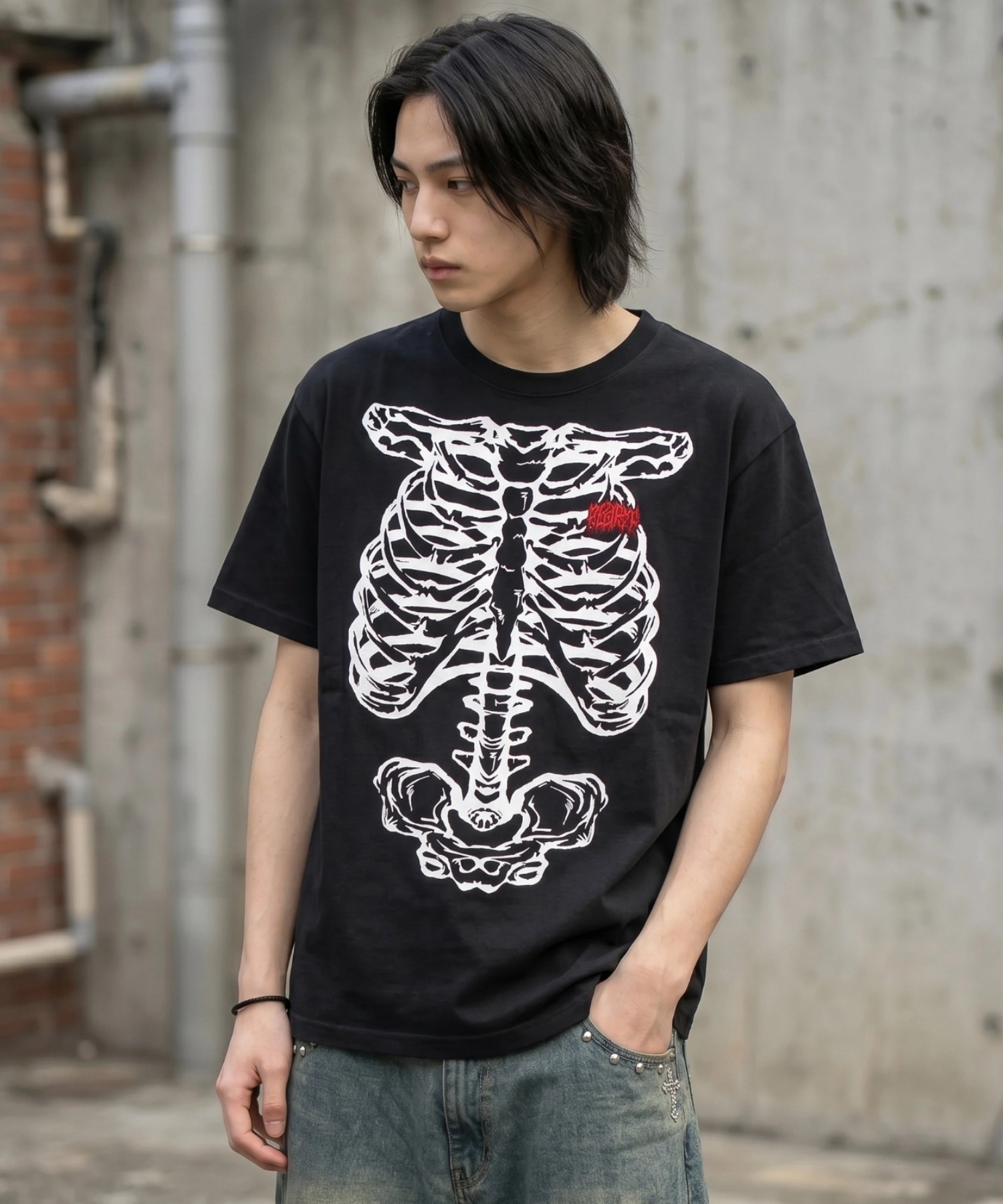 DimMoire スケルトンプリント Tシャツ ブラック A'GEM/9 × .kom 『FREEDEE/フリーディー』スケルトングラフィック T