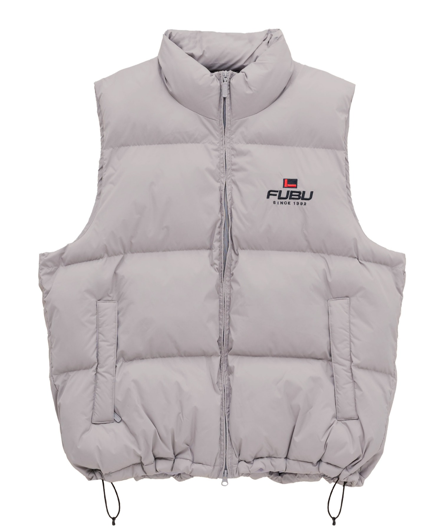 FUBU フブ ブランド ロゴ 刺繍 ドローコード付き 中綿入り アメカジ オーバーサイズ ナイロンベスト ダウンベスト