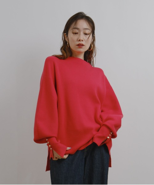 ミラノリブ編みボタン付きニットトップス Palm Riche│Eimee Law