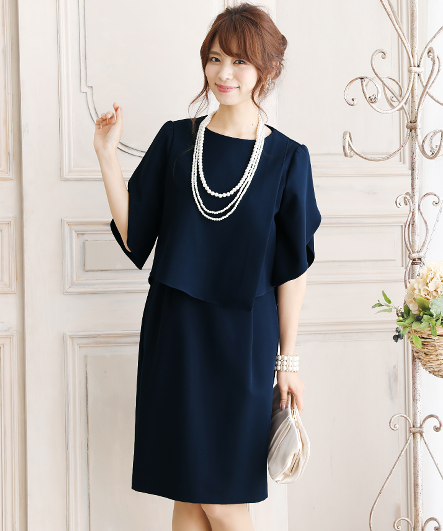 チューリップスリーブ ロングスカート 結婚式ワンピース 同窓会 成人式 セレモニー大きいサイズ対応フォーマルパーティー