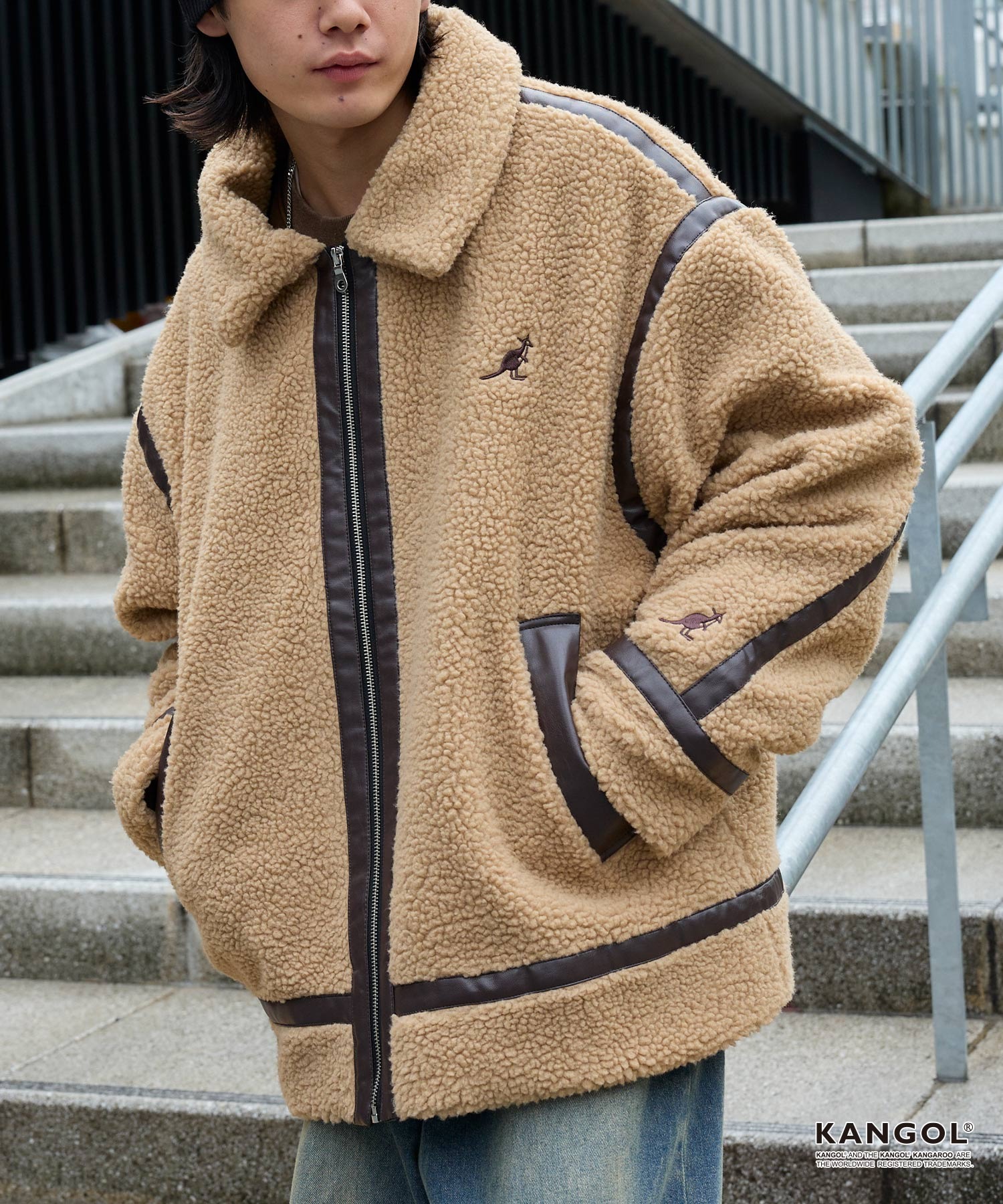 KANGOL/カンゴール別注 オーバーサイズ パイピング ボアブルゾン B-3 KANGOL/カンゴール別注 オーバーサイズ パイピング ボアブルゾン B-3