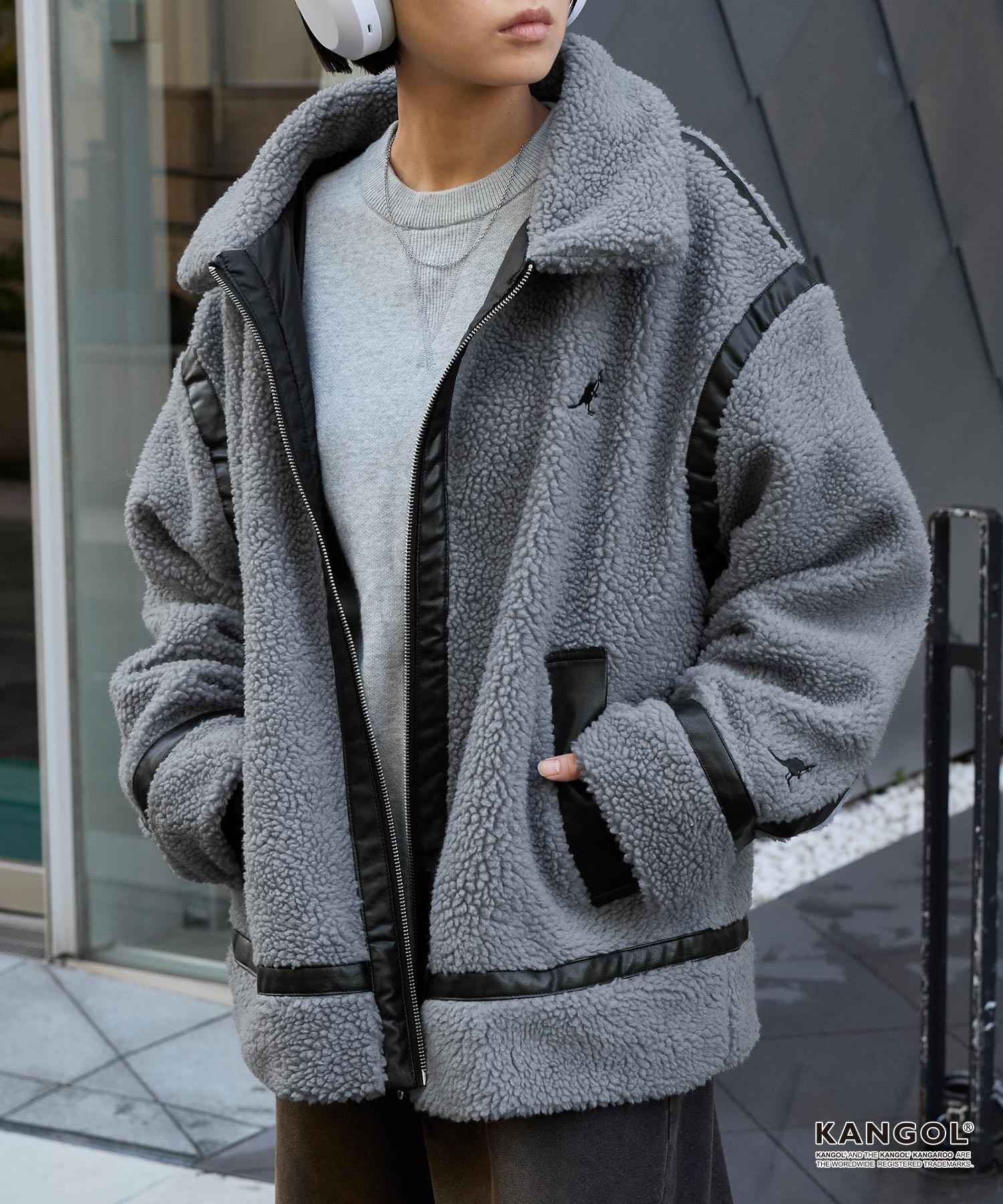 KANGOL/カンゴール別注 オーバーサイズ パイピング ボアブルゾン B-3